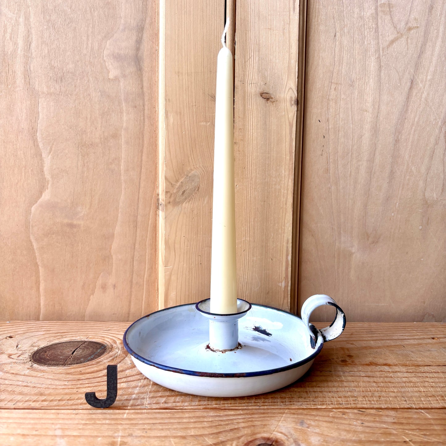 Vintage enamel candle holders