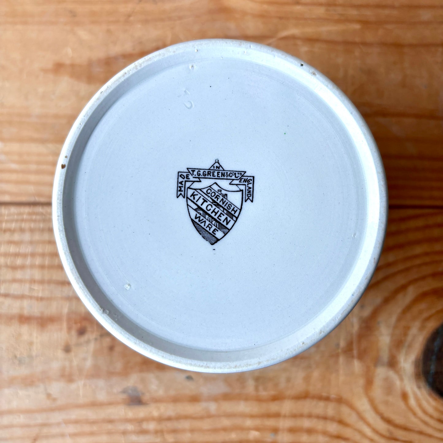 Vintage TG Green Blue and White Ground Rice Canister