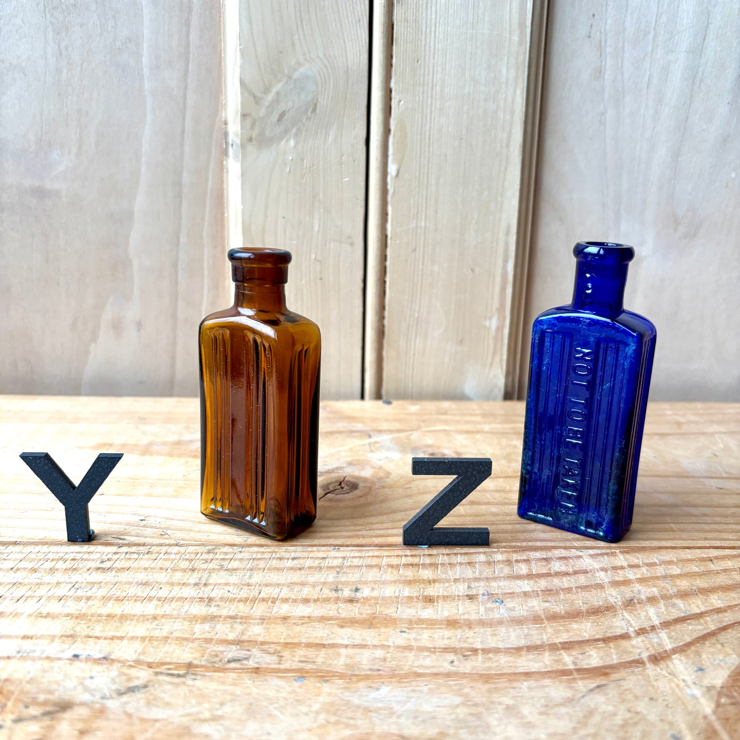 Vintage chemist and poison bottles