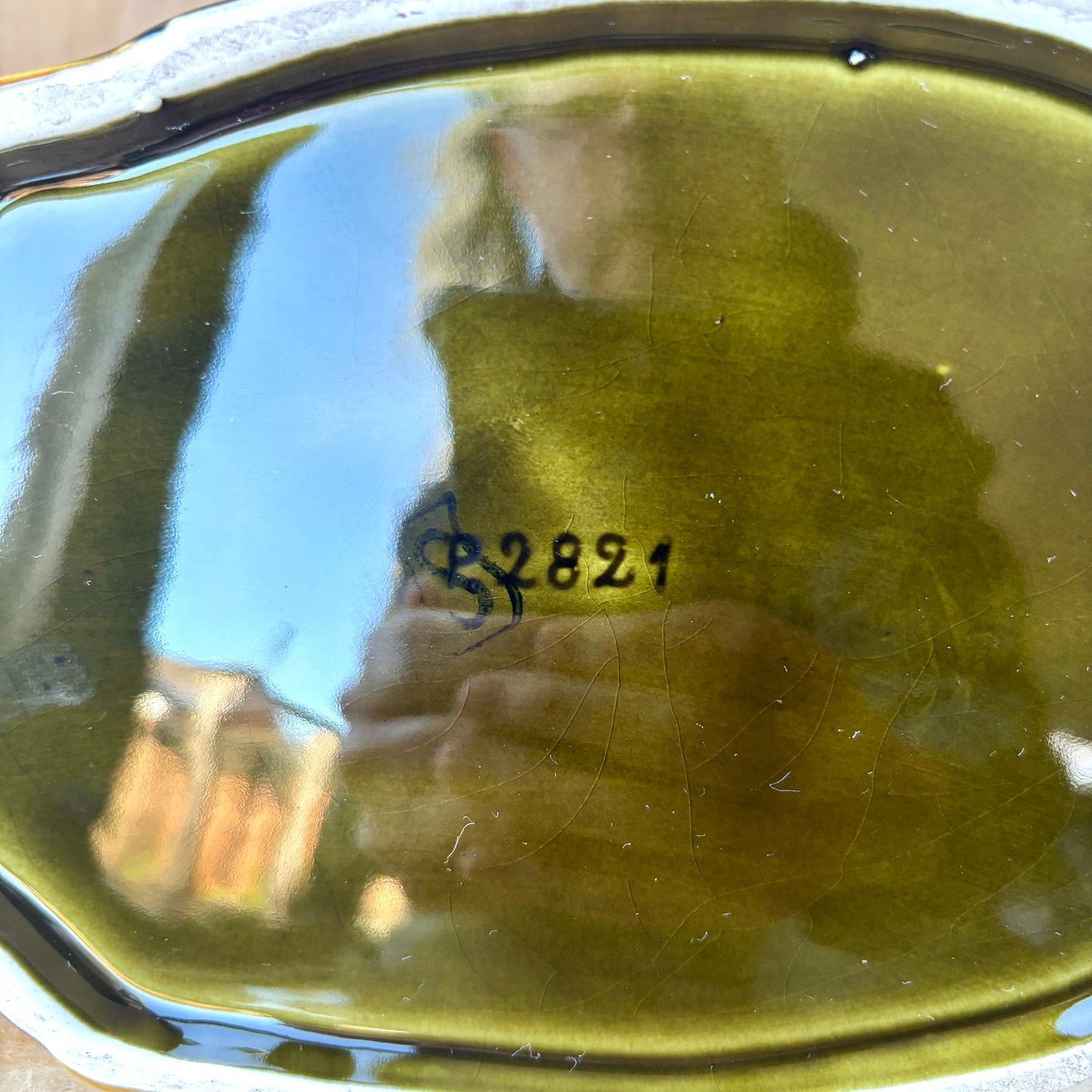 Mid Century Majolica Duck Terrine