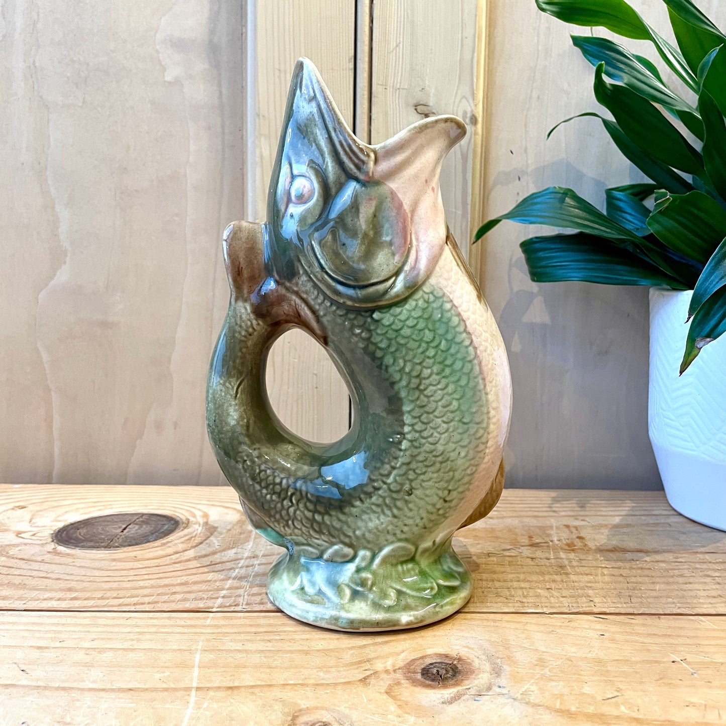 Antique Majolica Gluggle Jug