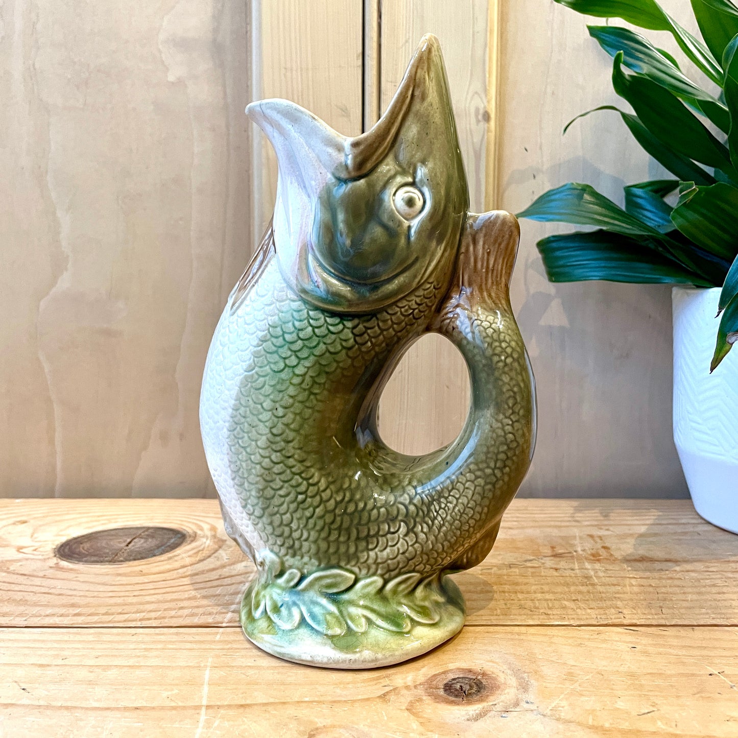 Antique Majolica Gluggle Jug