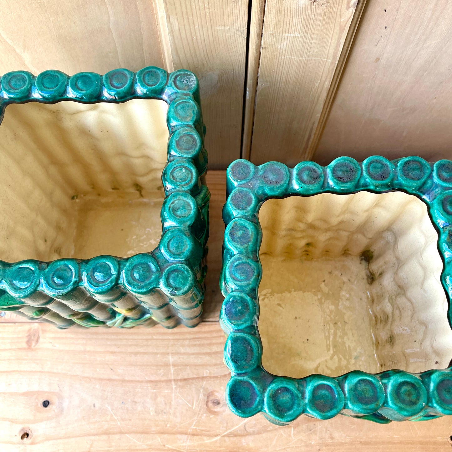 Pair Art Nouveau Majolica Planters