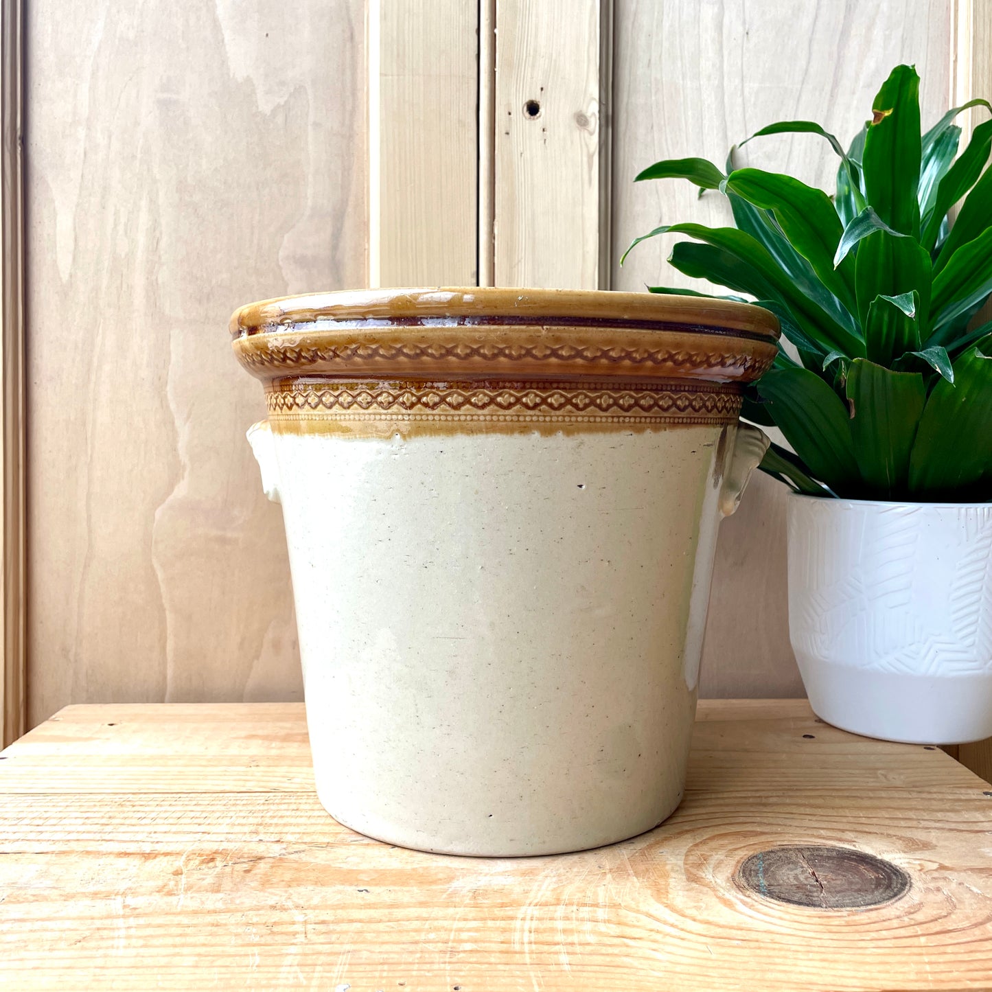 V Large Vintage Stoneware Butter Crock