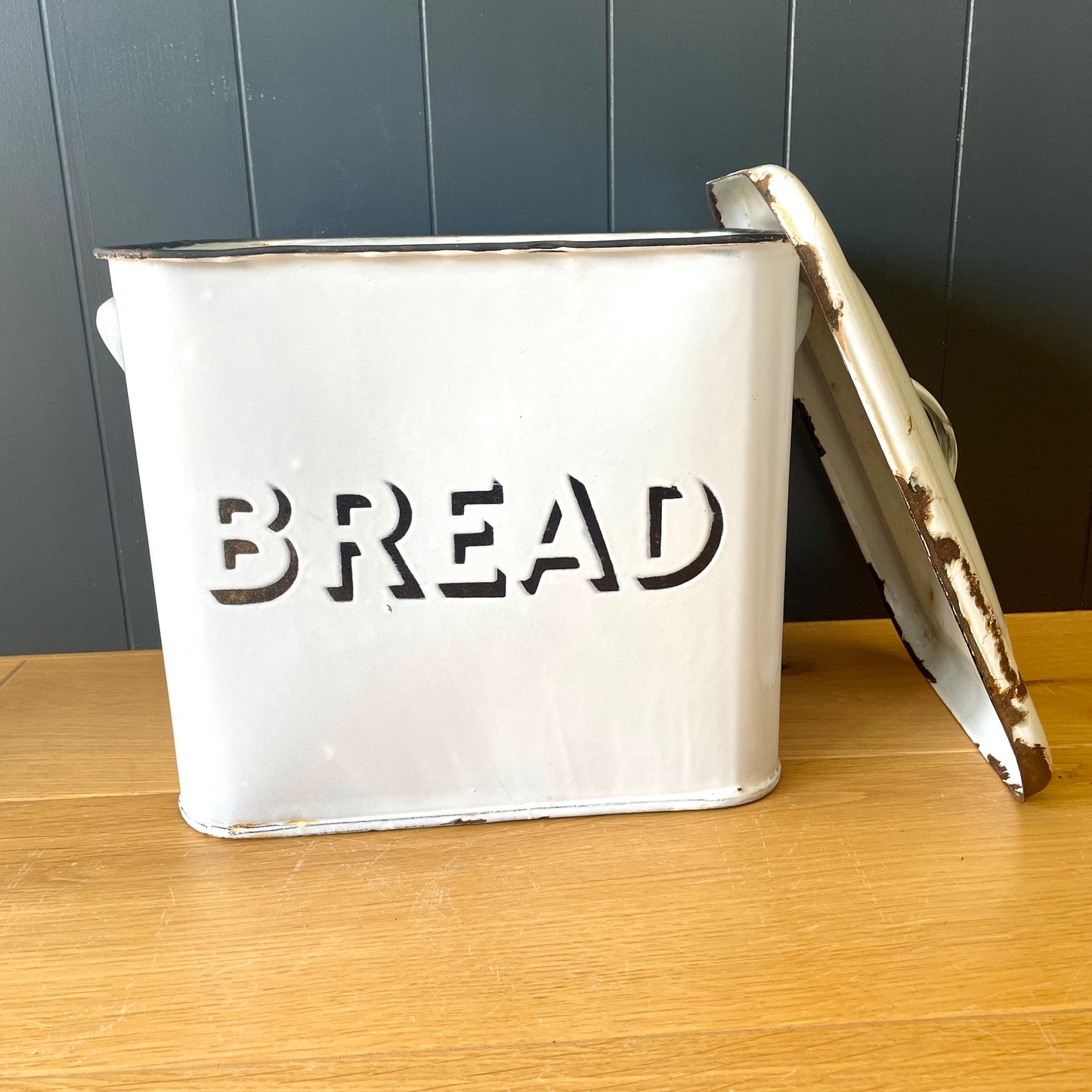 Vintage Enamel Bread Bin