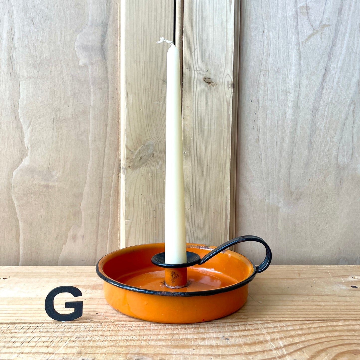 Vintage enamel candle holders