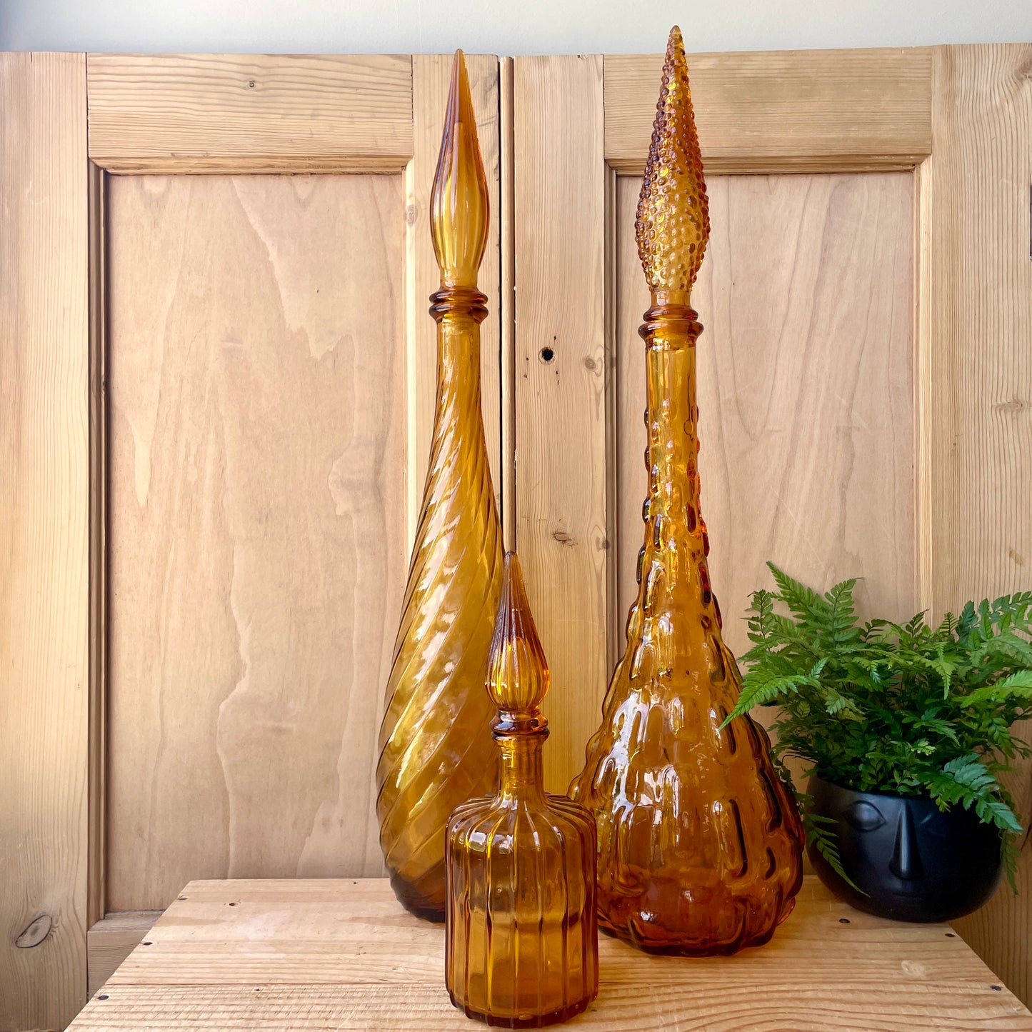 Empoli Amber Glass Genie Bottles
