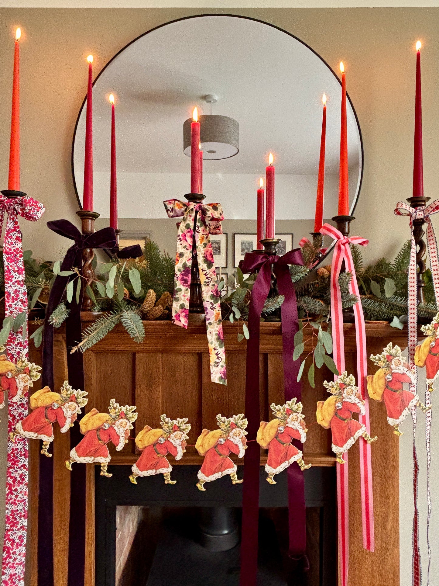 Vintage style Father Christmas Garland