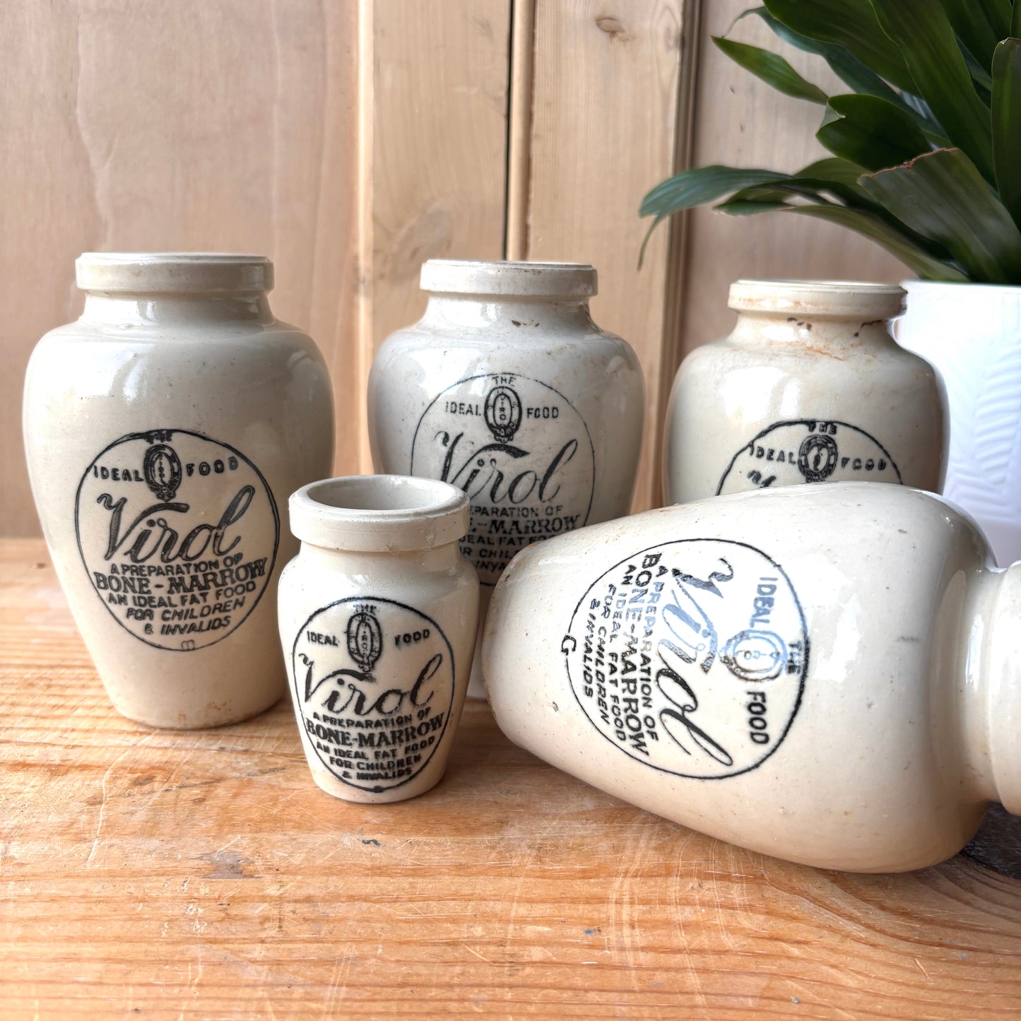 Vintage Virol Stoneware bottles