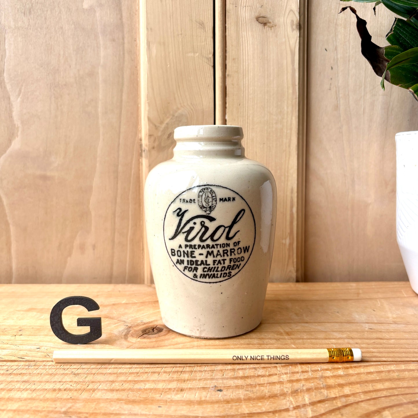Vintage Virol Stoneware bottles