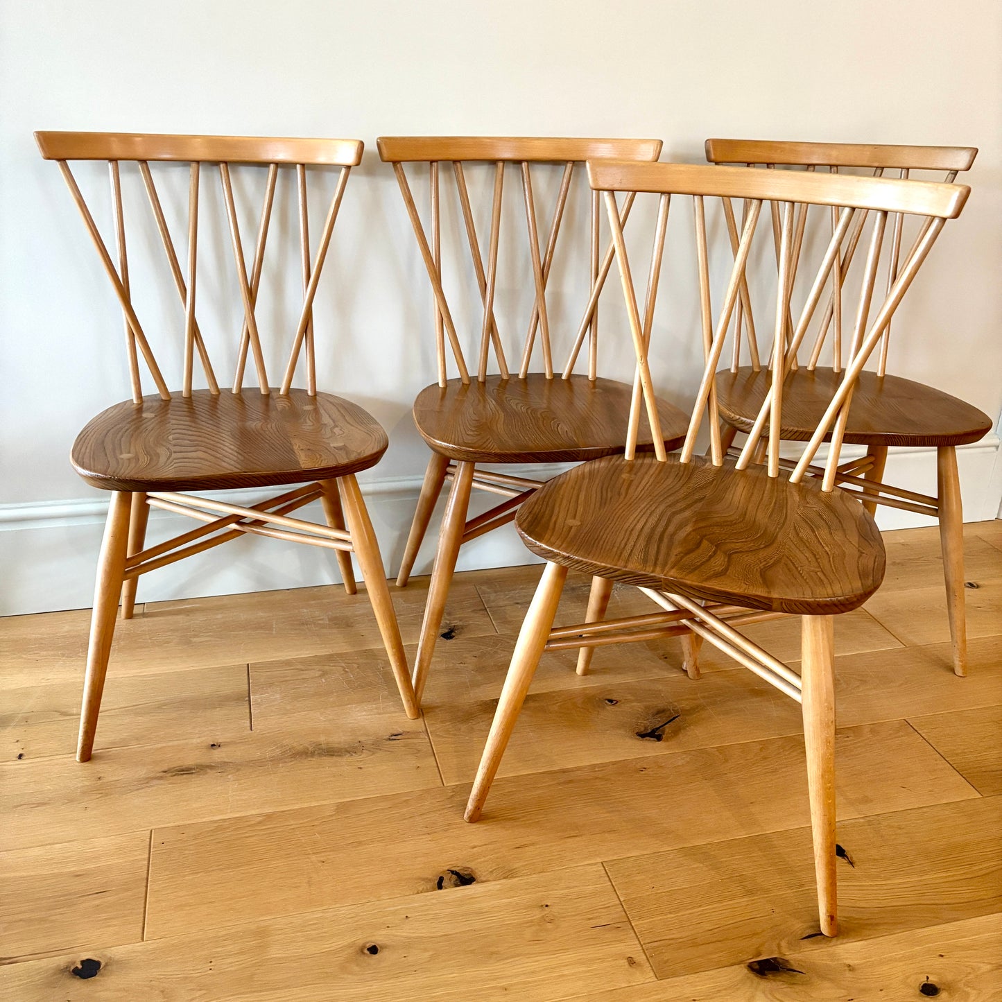 4 x Ercol Windsor Candlestick Dining chairs