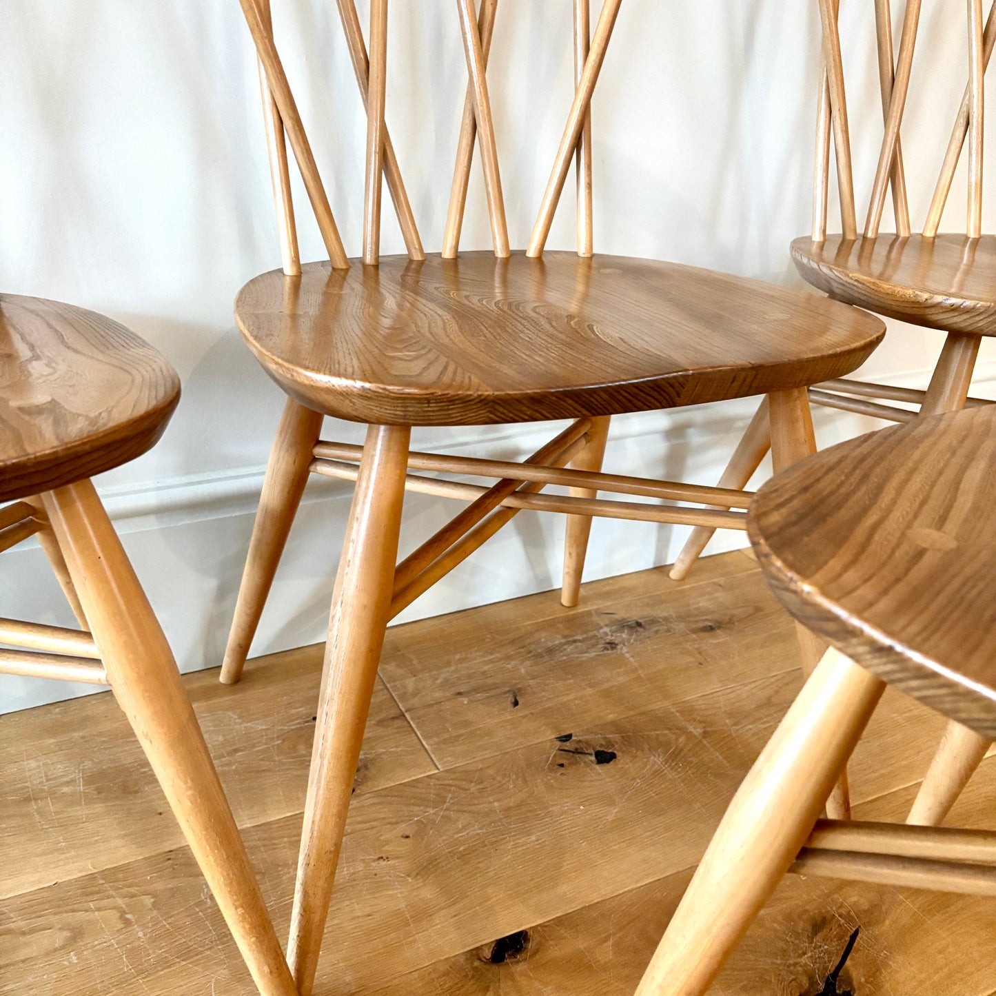4 x Ercol Windsor Candlestick Dining chairs