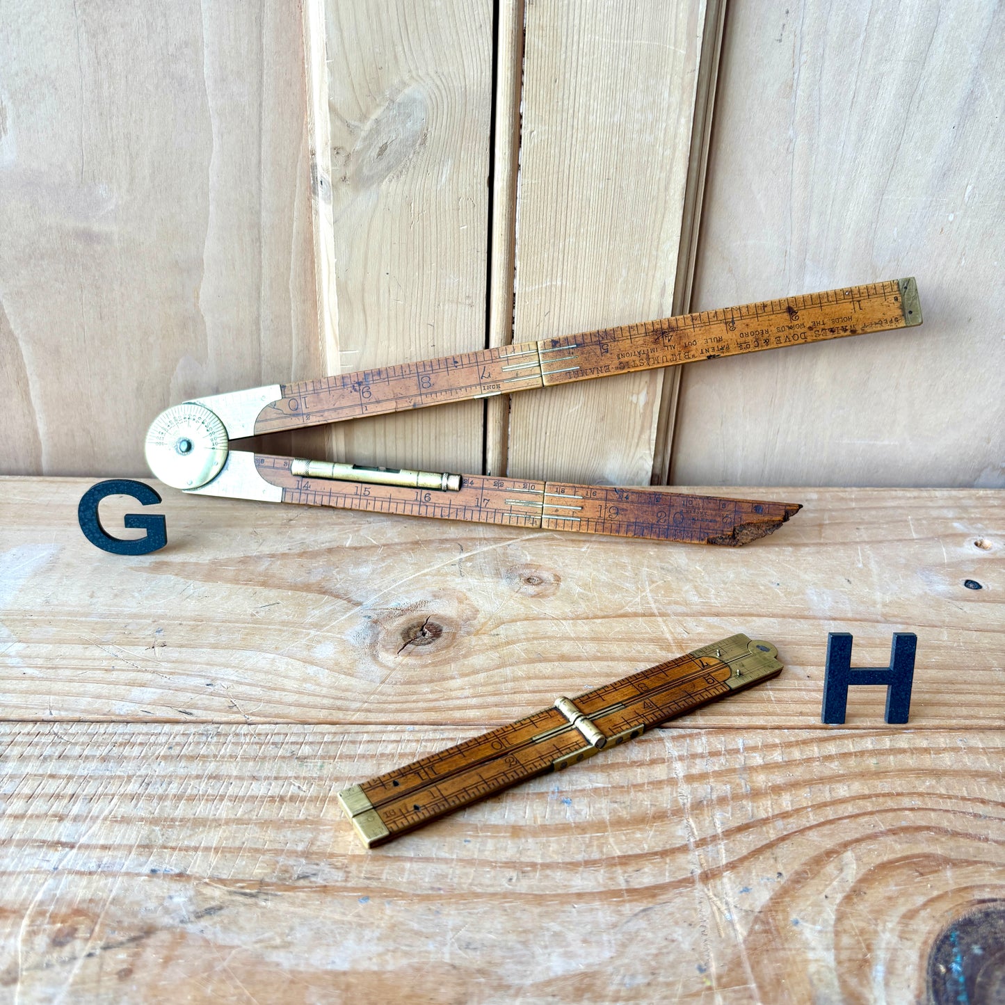 Vintage Folding Boxwood Rules