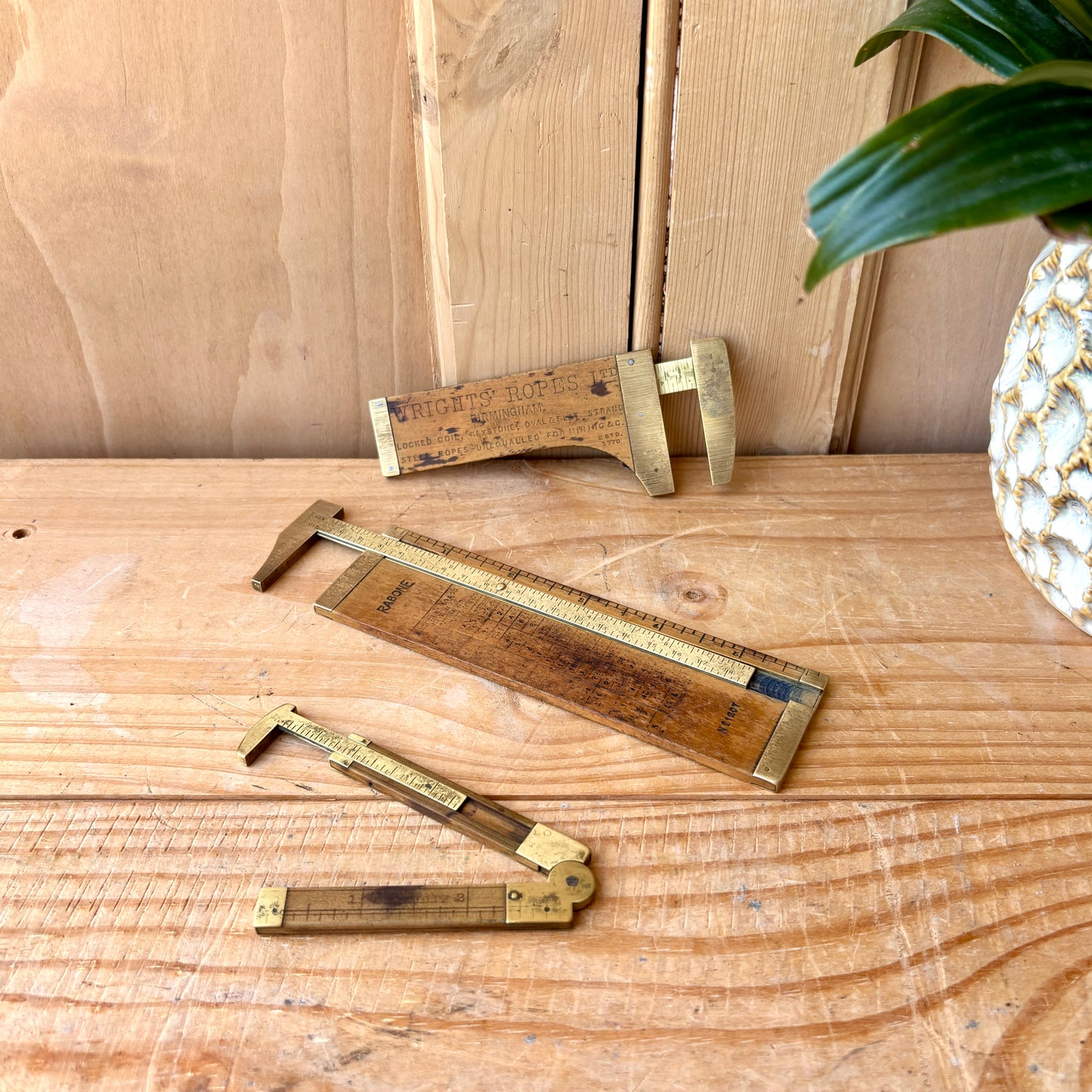 Vintage Boxwood and Brass Calipers