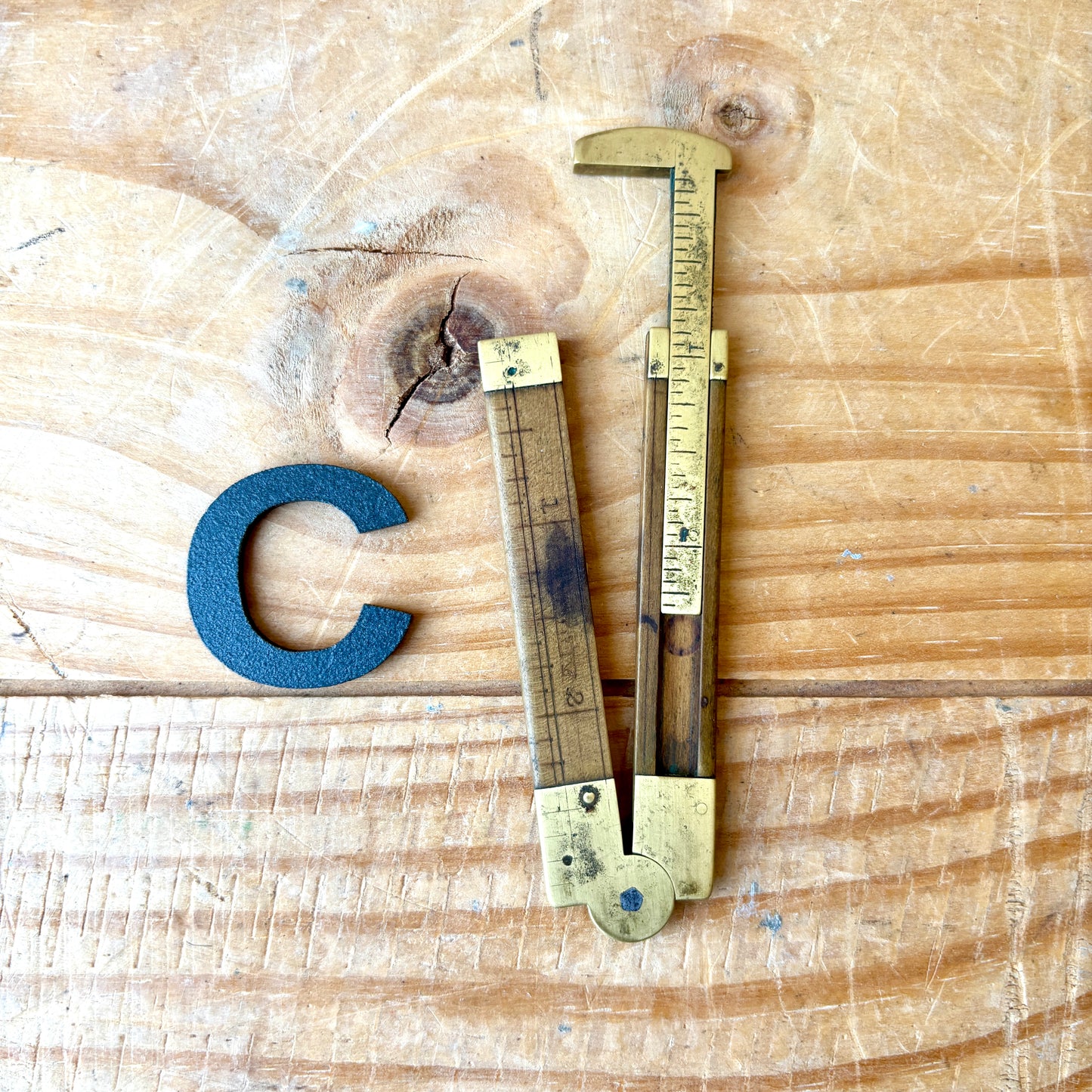 Vintage Boxwood and Brass Calipers