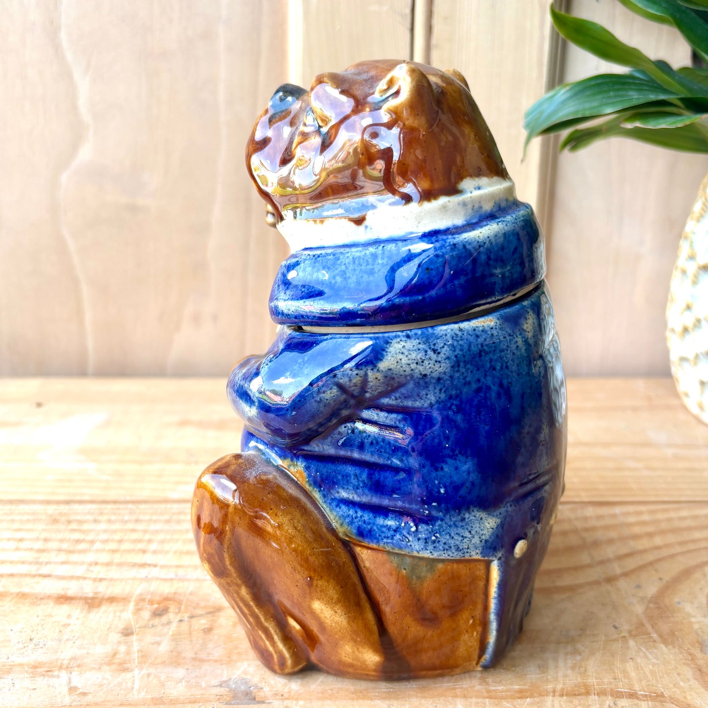 Antique French Majolica Bulldog Tobacco Jar