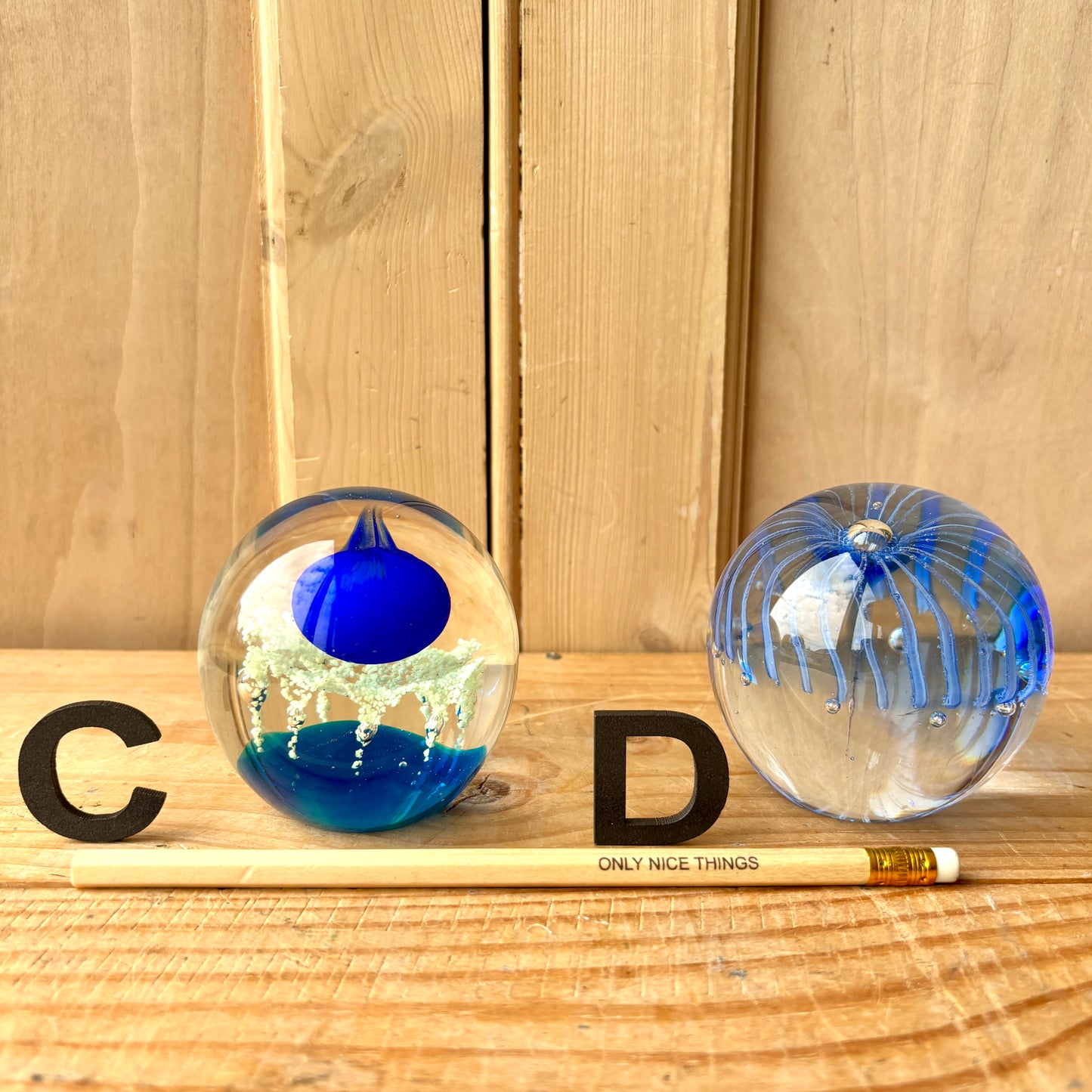 Vintage handblown glass paperweights