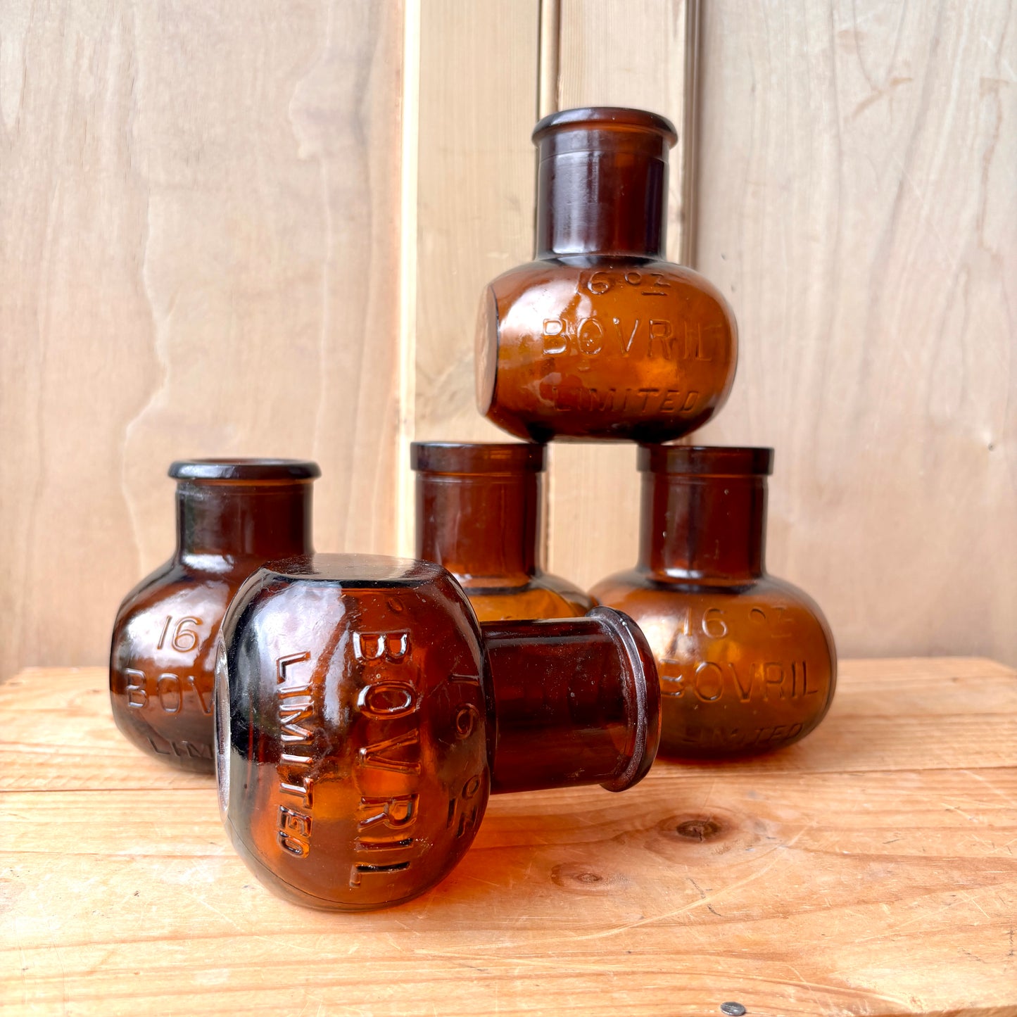 Vintage 16oz Glass Bovril Bottle