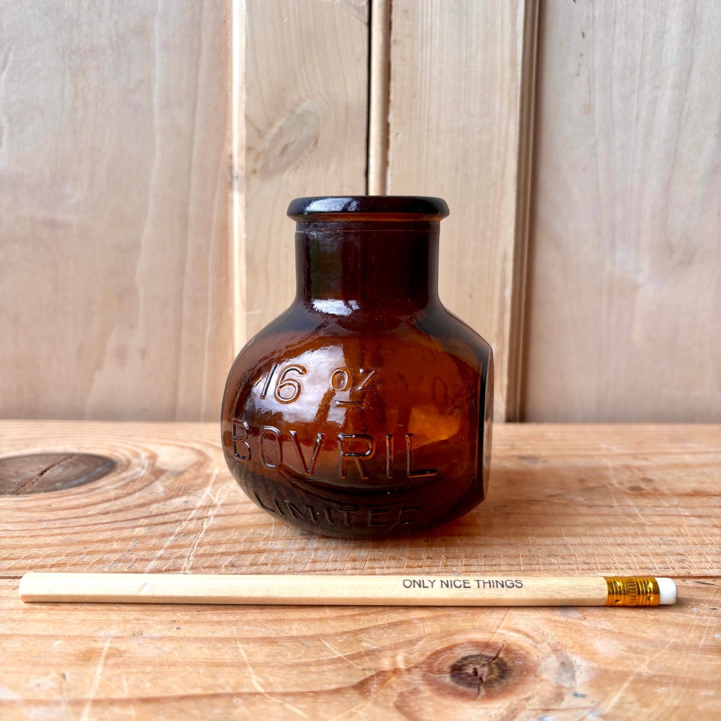 Vintage 16oz Glass Bovril Bottle