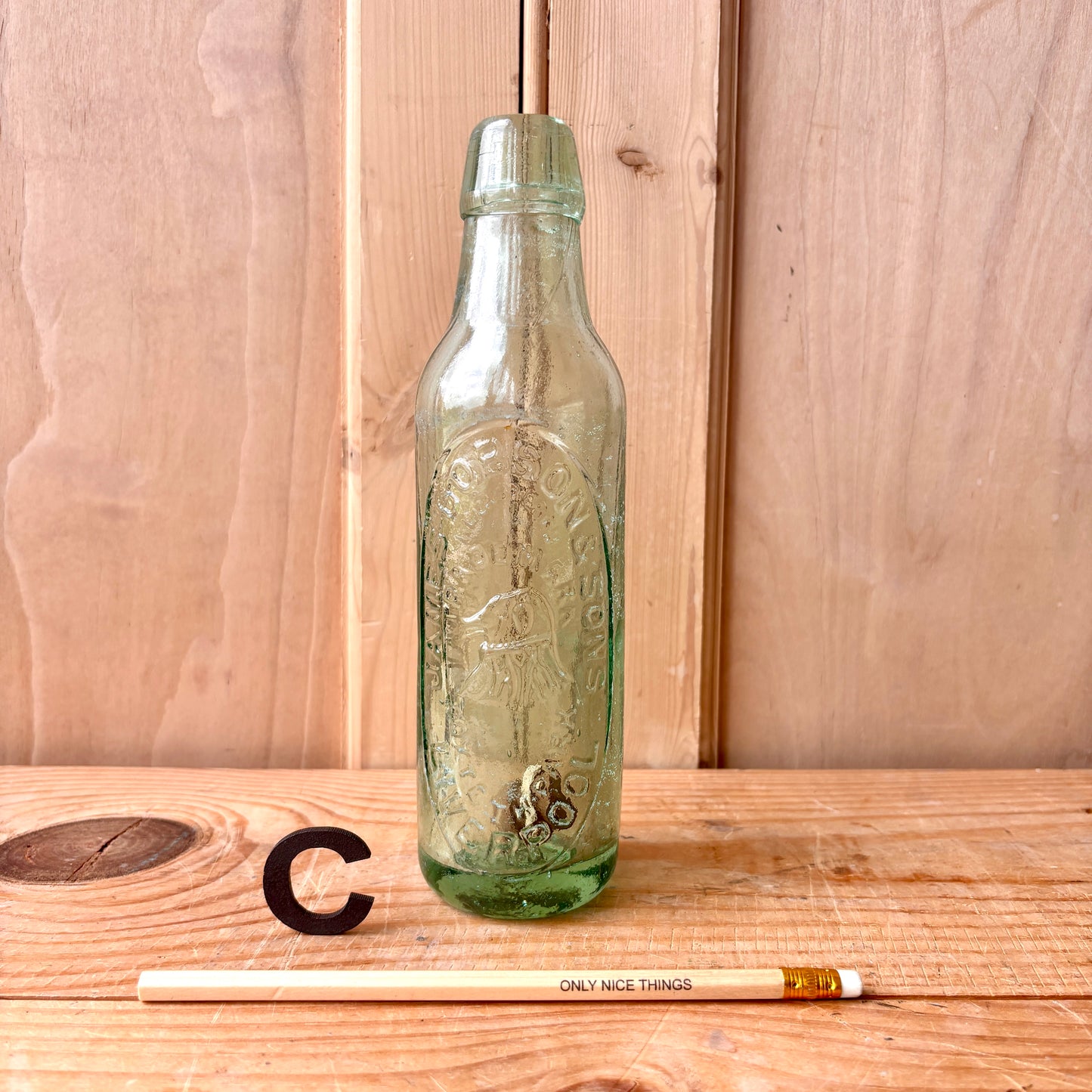 Vintage Stamped Glass Bottles