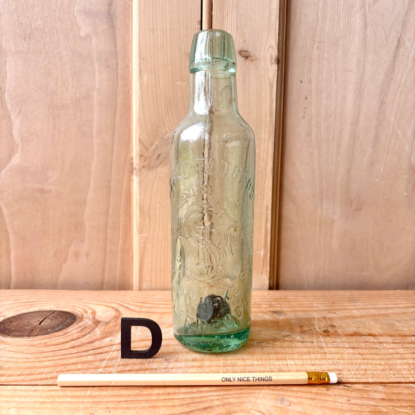 Vintage Stamped Glass Bottles