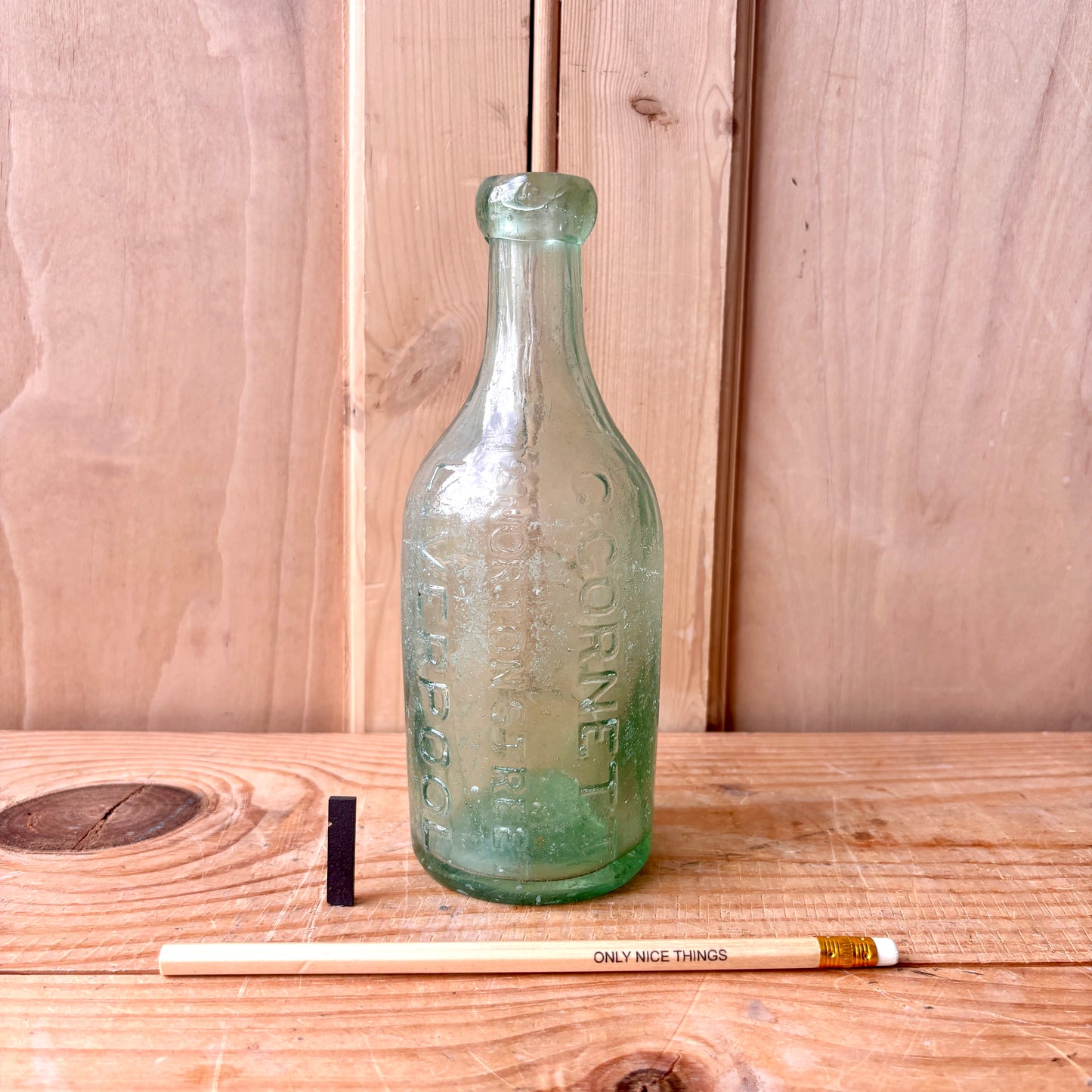 Vintage Stamped Glass Bottles