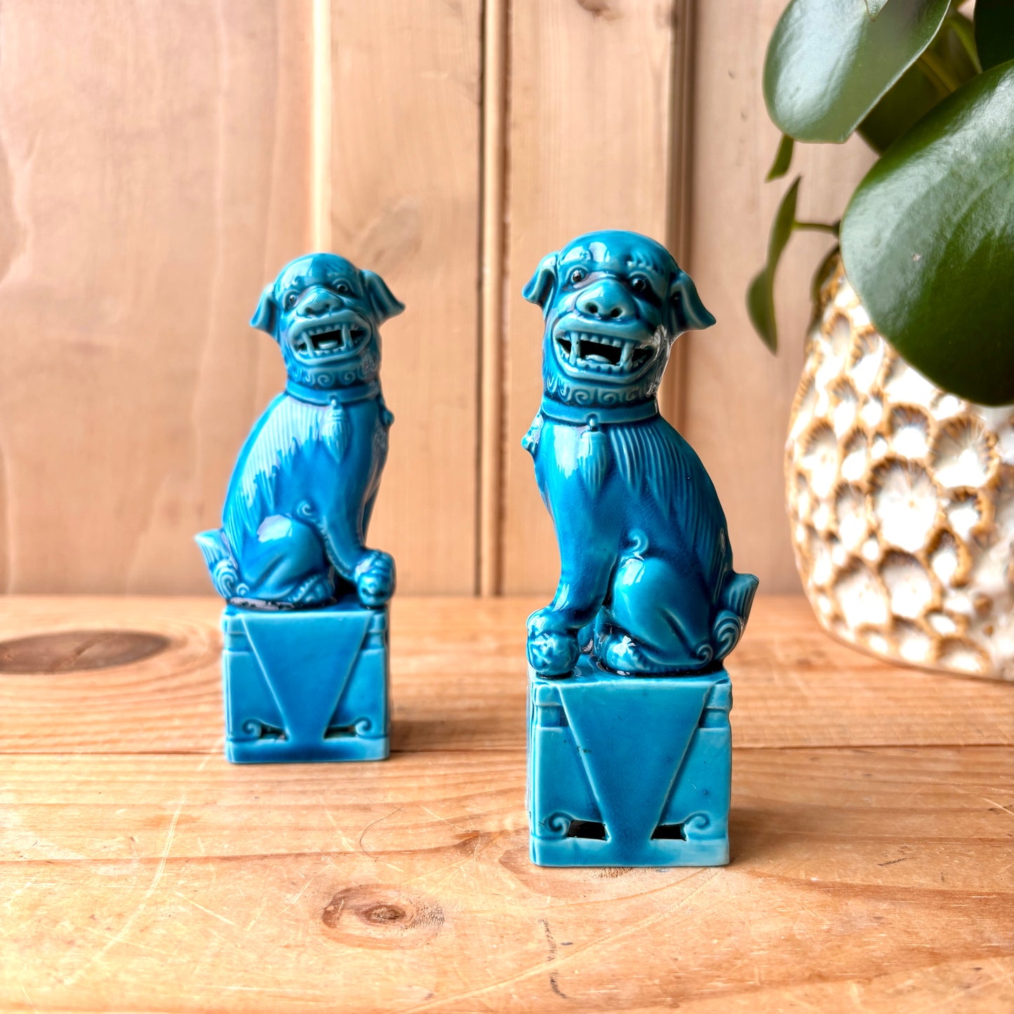 Small Vintage Blue Foo Dogs