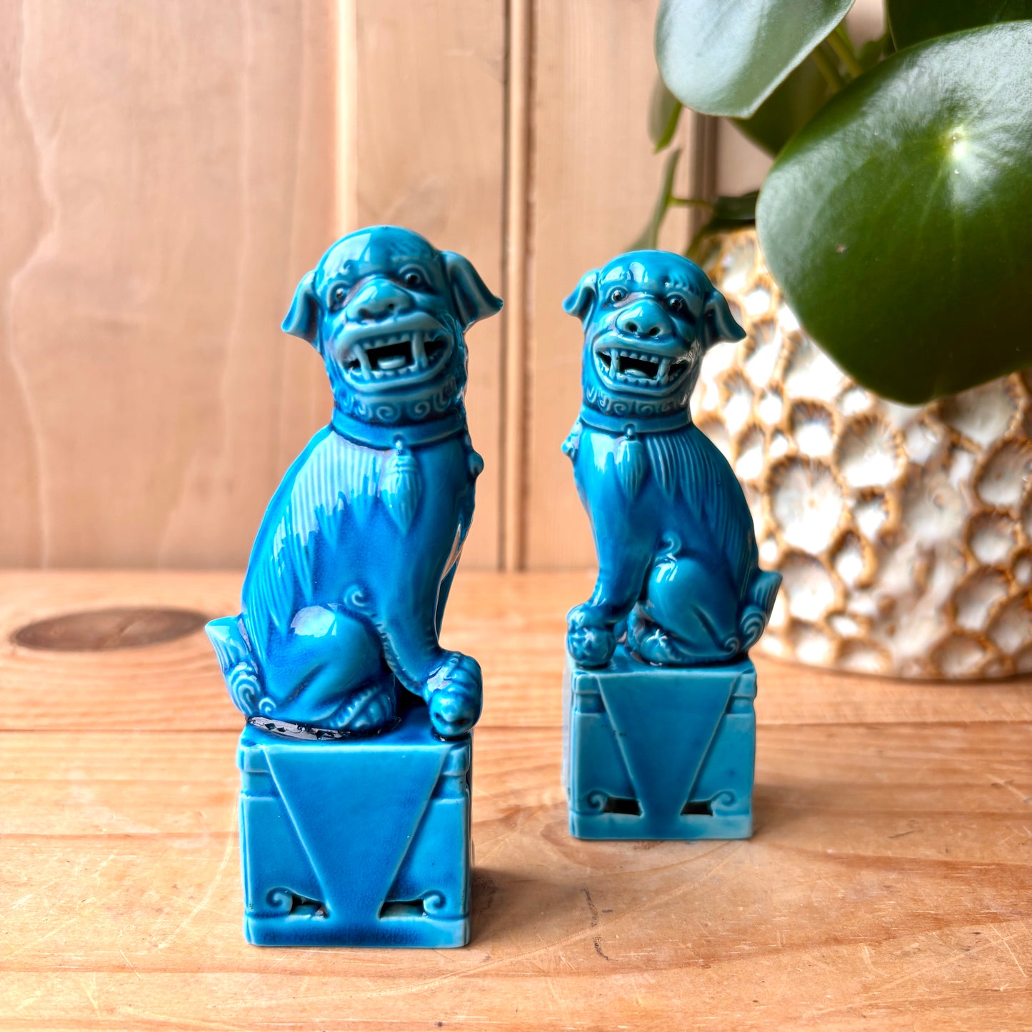 Small Vintage Blue Foo Dogs