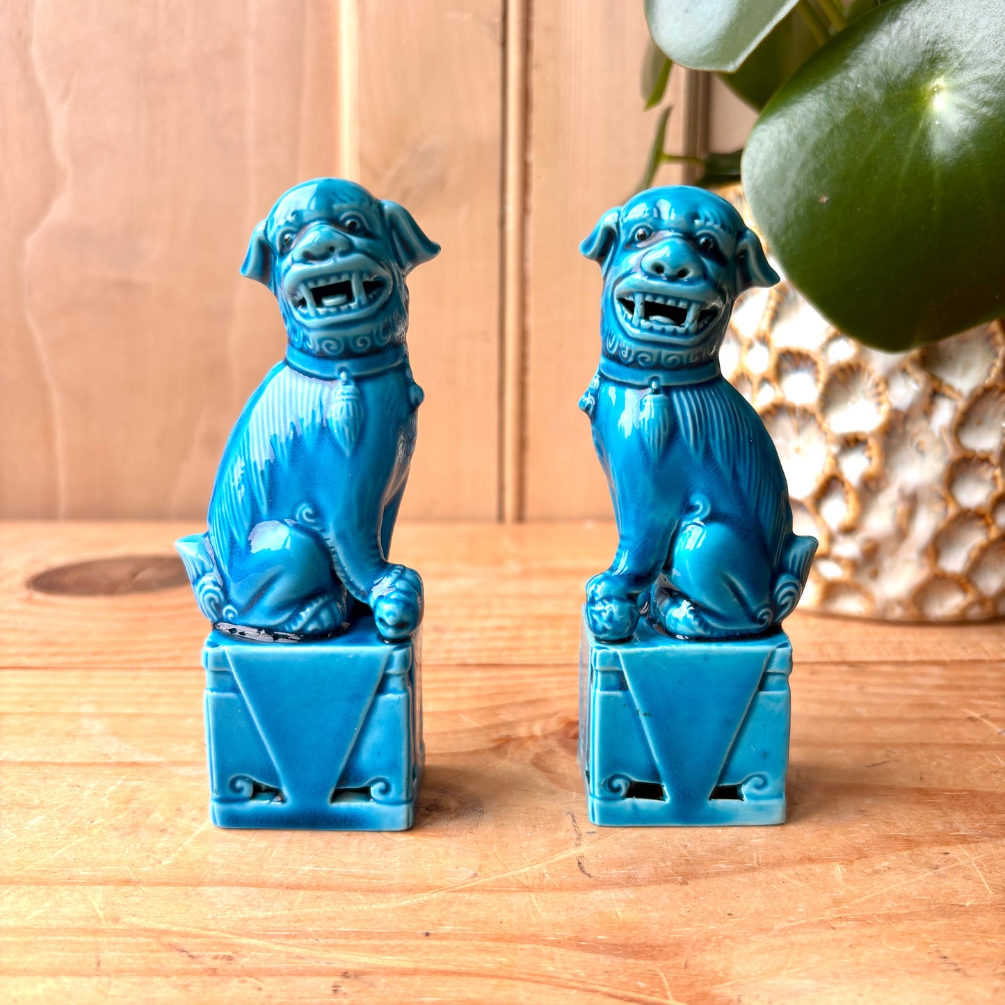 Small Vintage Blue Foo Dogs