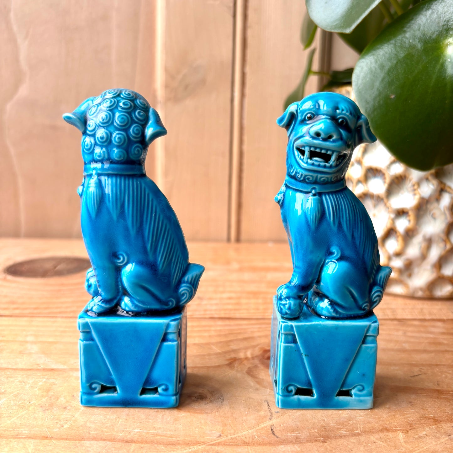 Small Vintage Blue Foo Dogs
