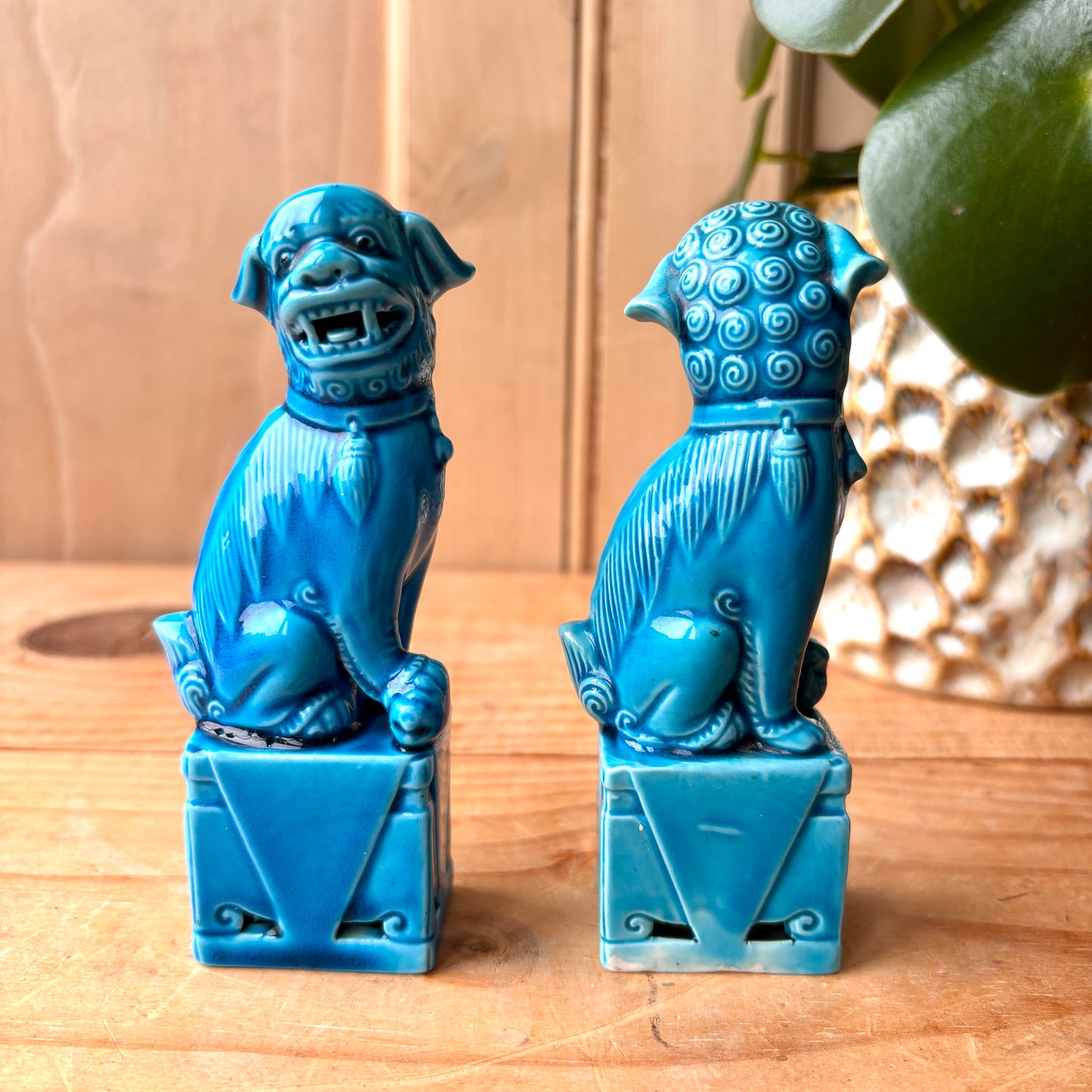 Small Vintage Blue Foo Dogs