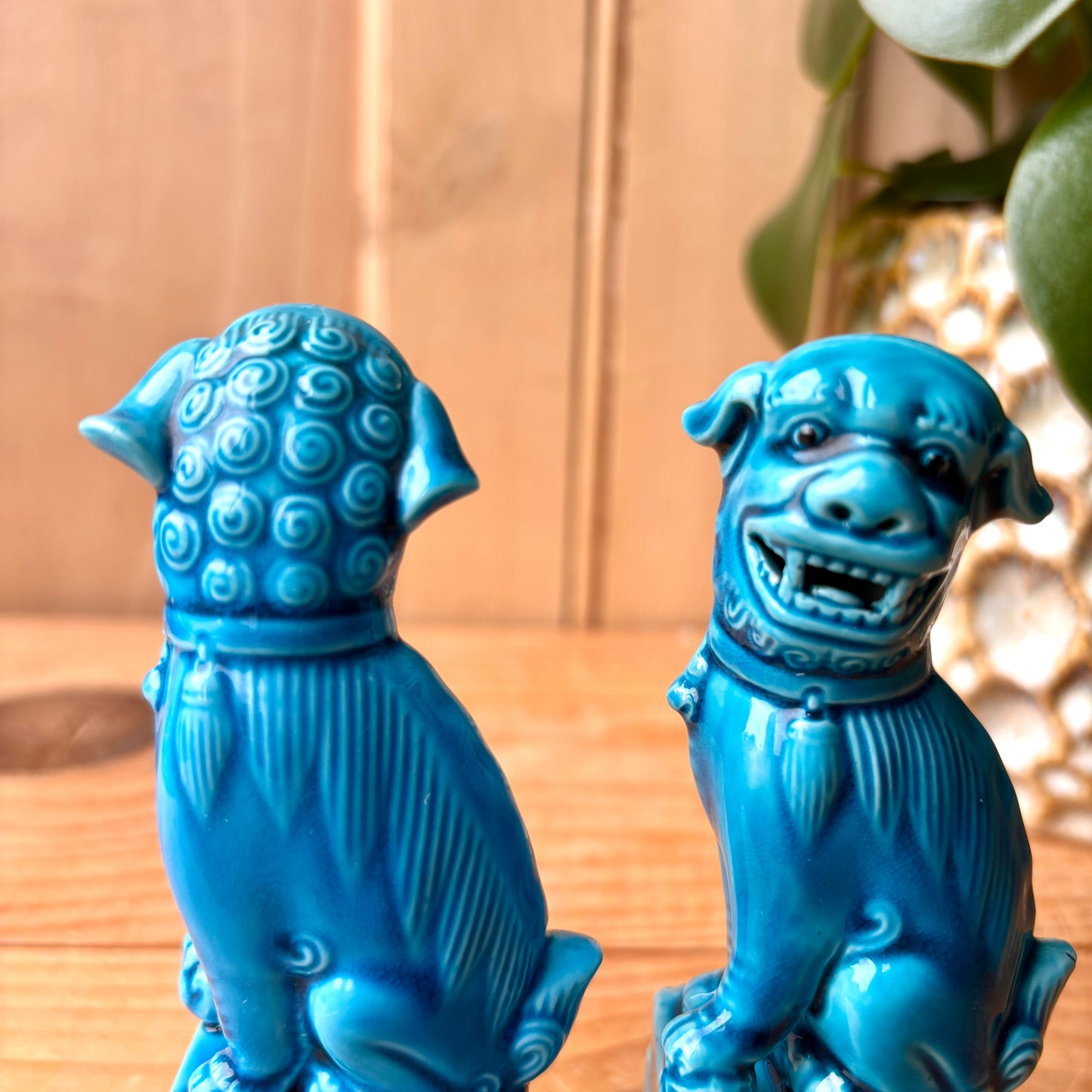 Small Vintage Blue Foo Dogs