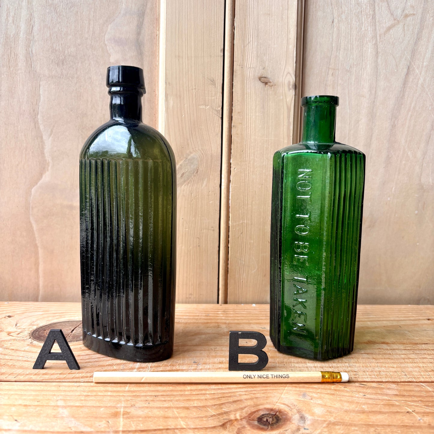 Vintage chemist and poison bottles