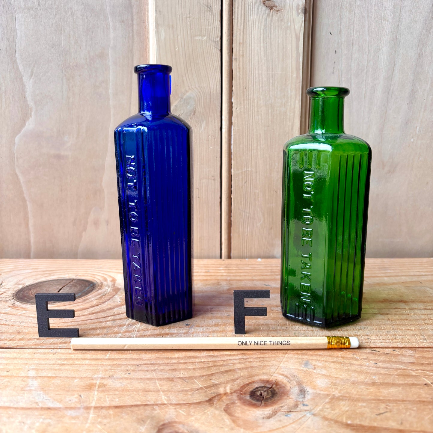 Vintage chemist and poison bottles