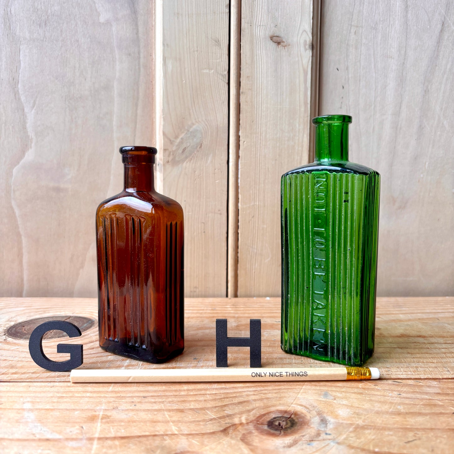Vintage chemist and poison bottles