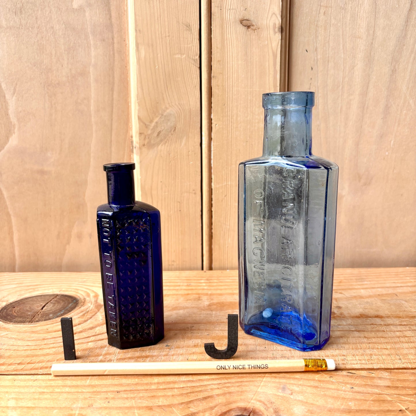 Vintage chemist and poison bottles