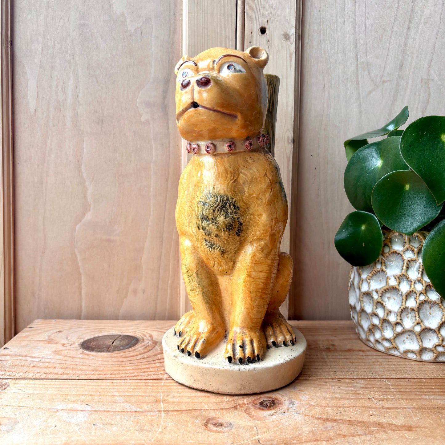 Vintage Majolica Dog Pitcher