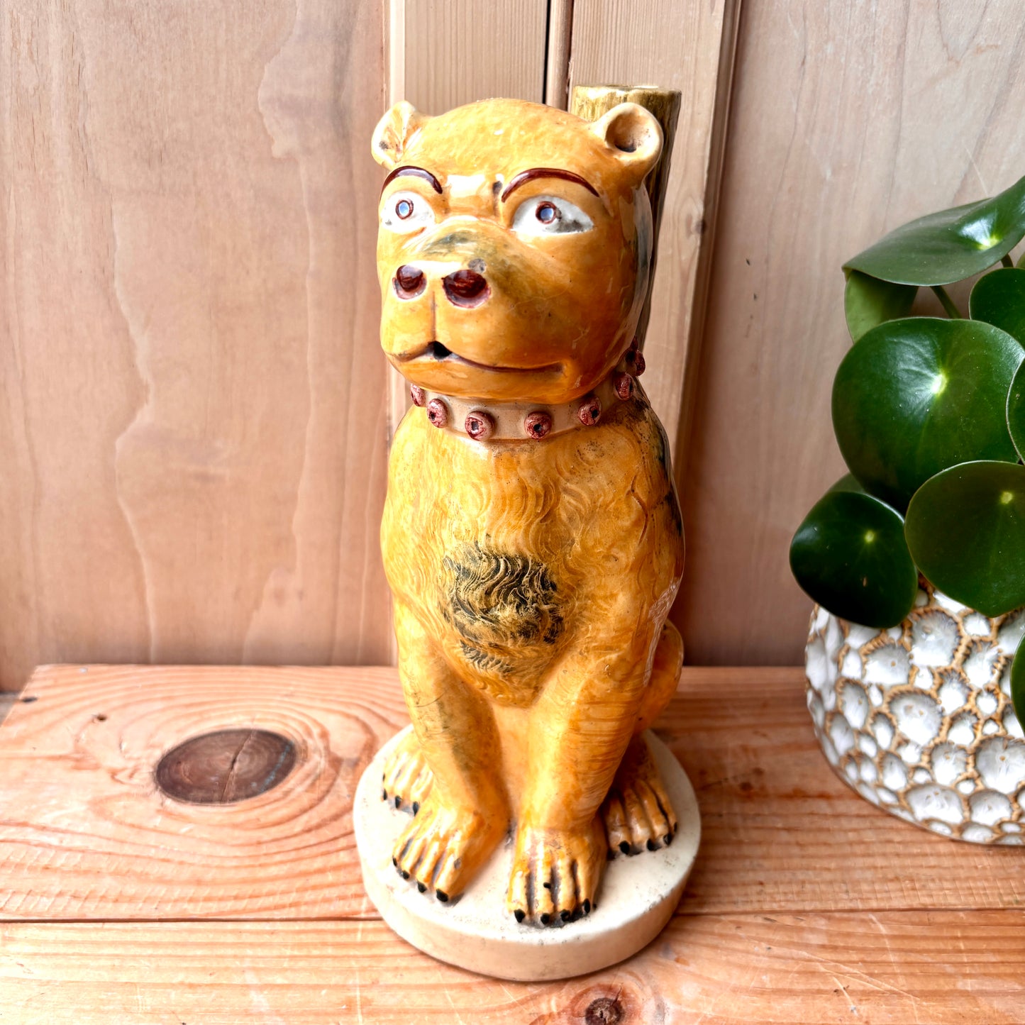Vintage Majolica Dog Pitcher