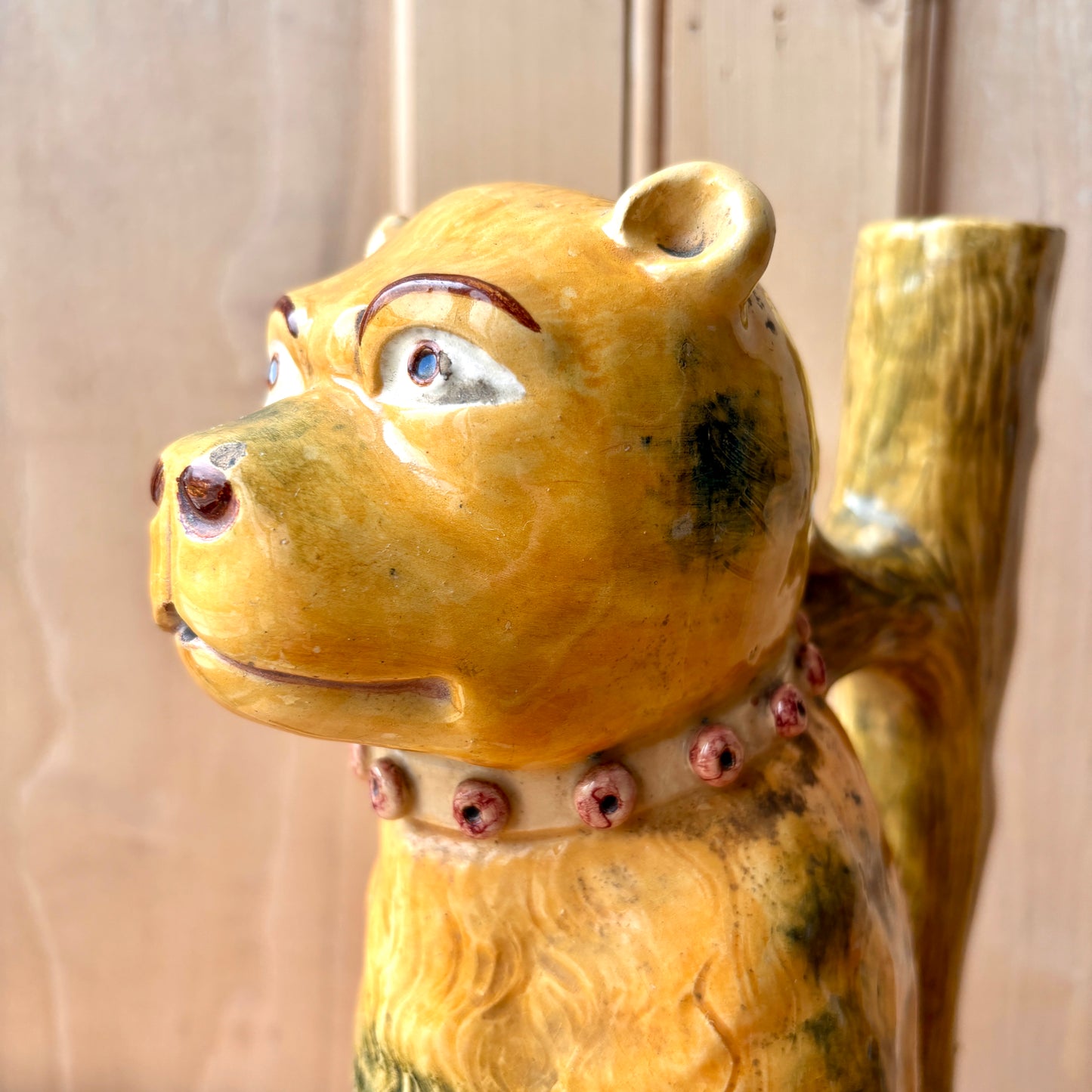 Vintage Majolica Dog Pitcher