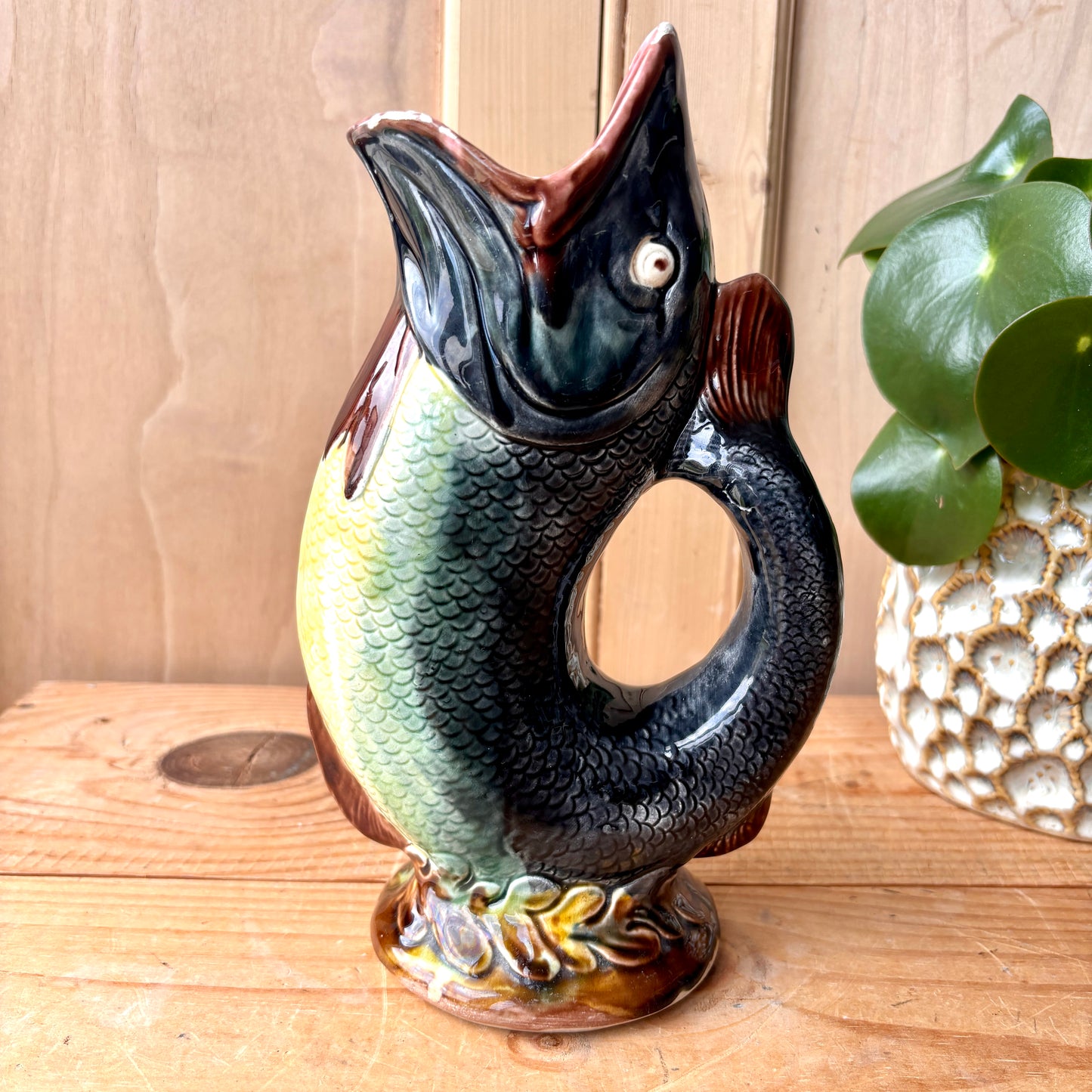 Antique Majolica Gluggle Jug