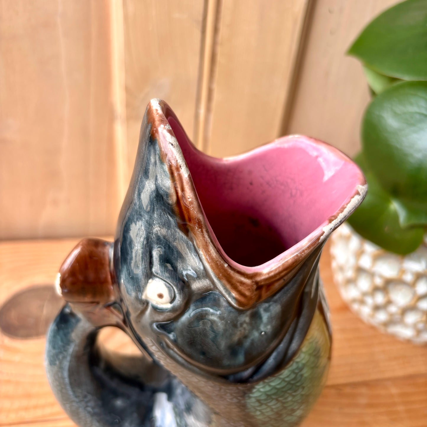 Antique Majolica Gluggle Jug