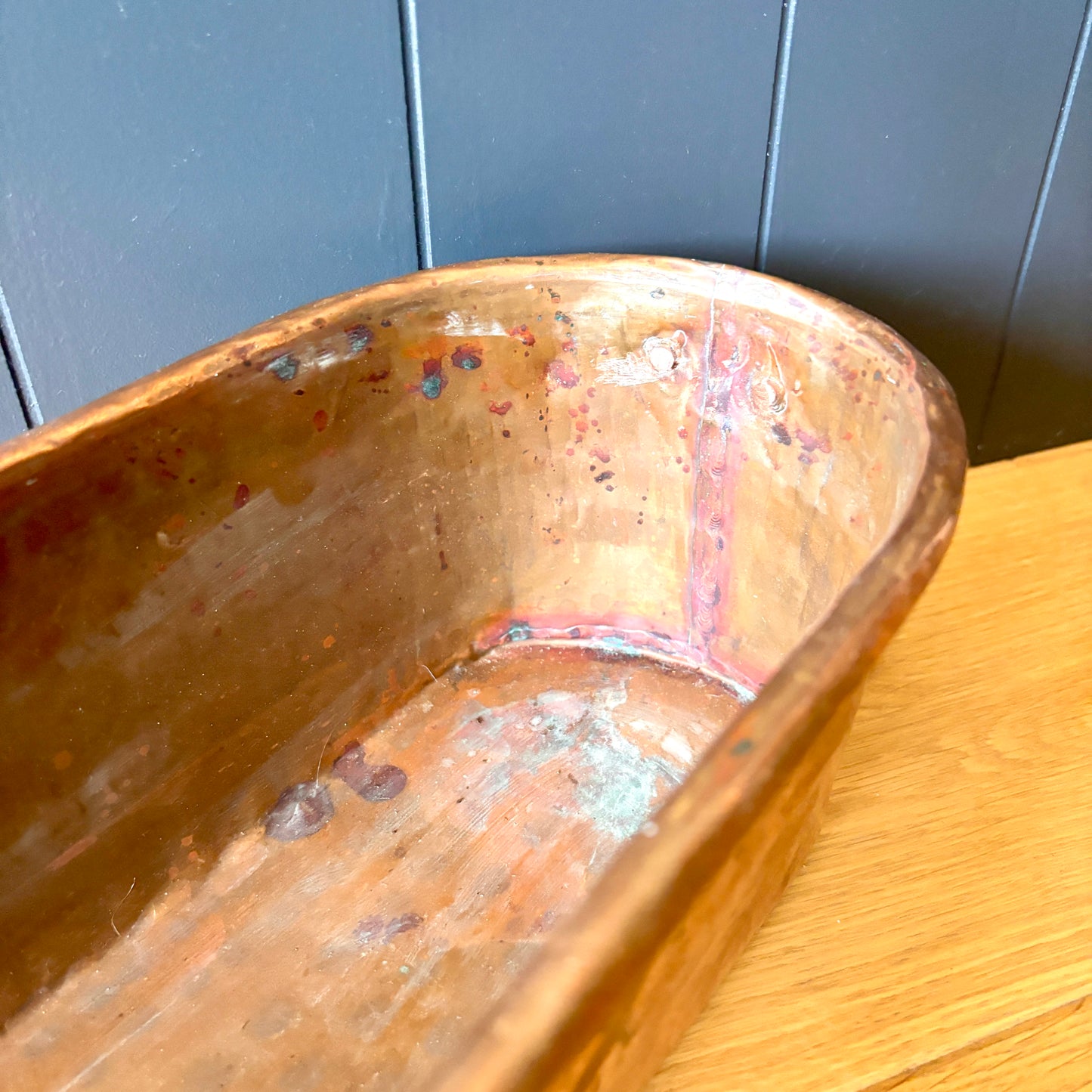 Vintage French Copper Trough Planter