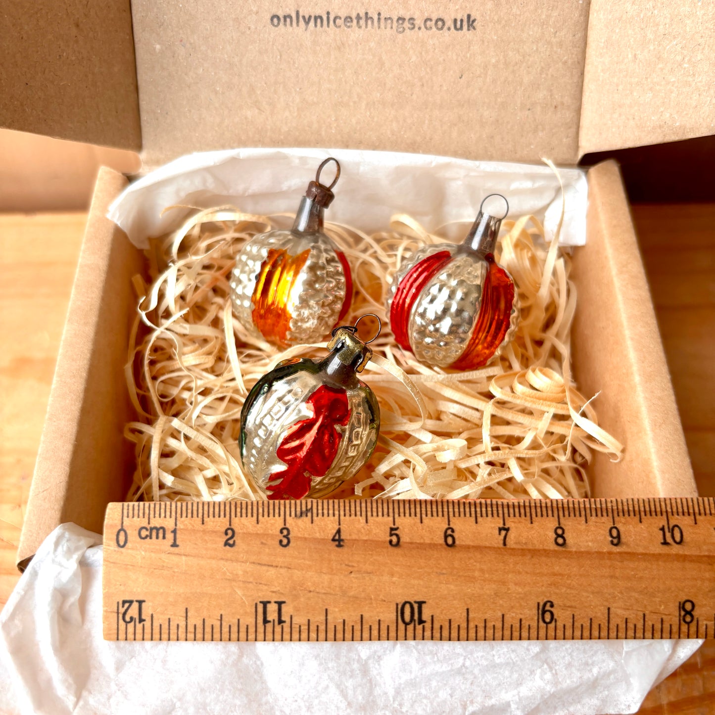 Set of Three Very Early Christmas Baubles