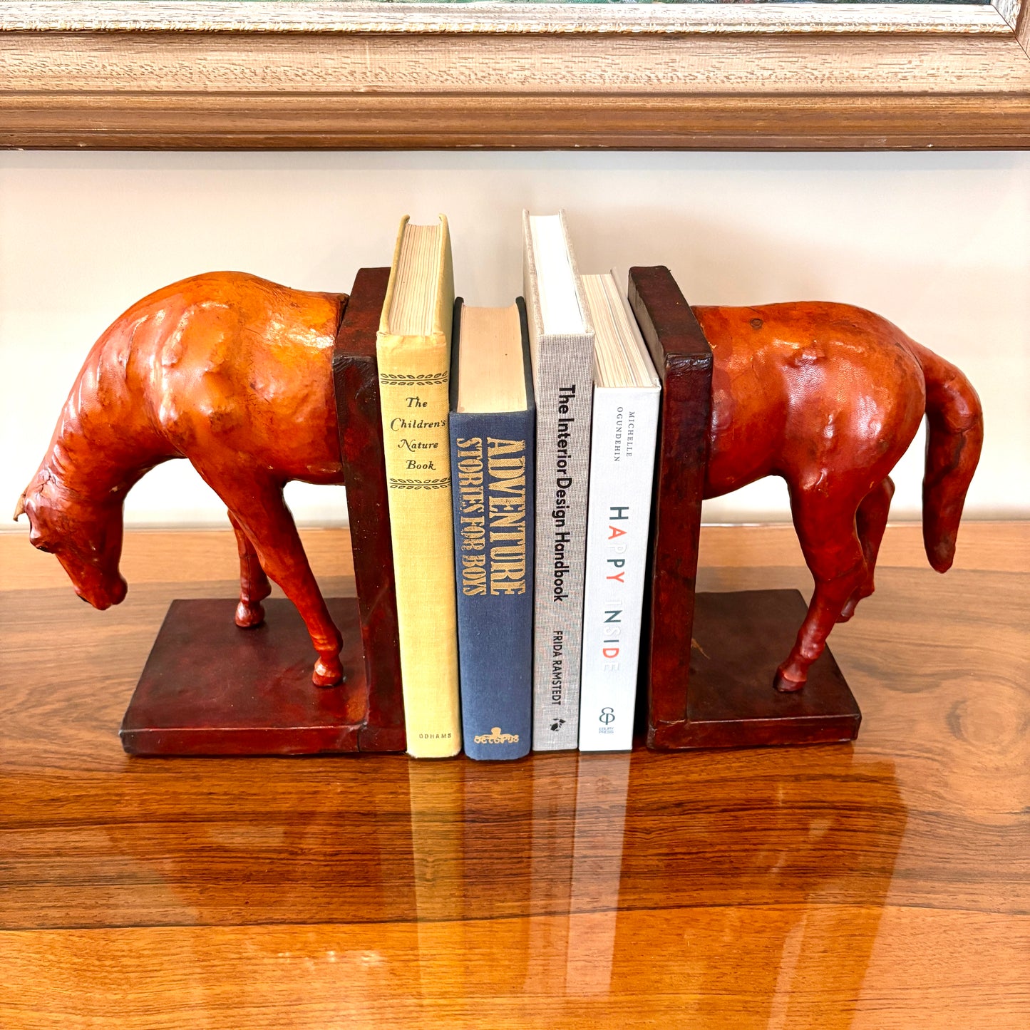 Antique Leather Horse Bookends