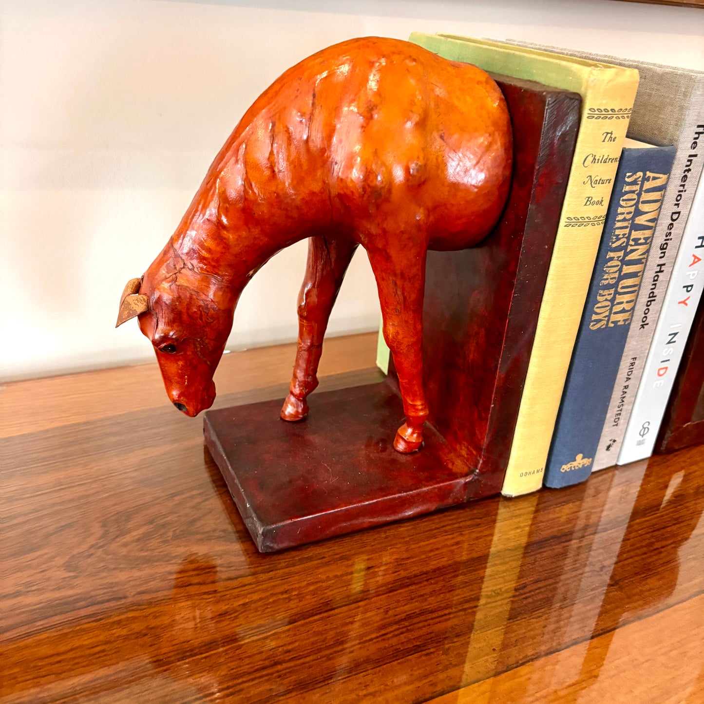 Antique Leather Horse Bookends