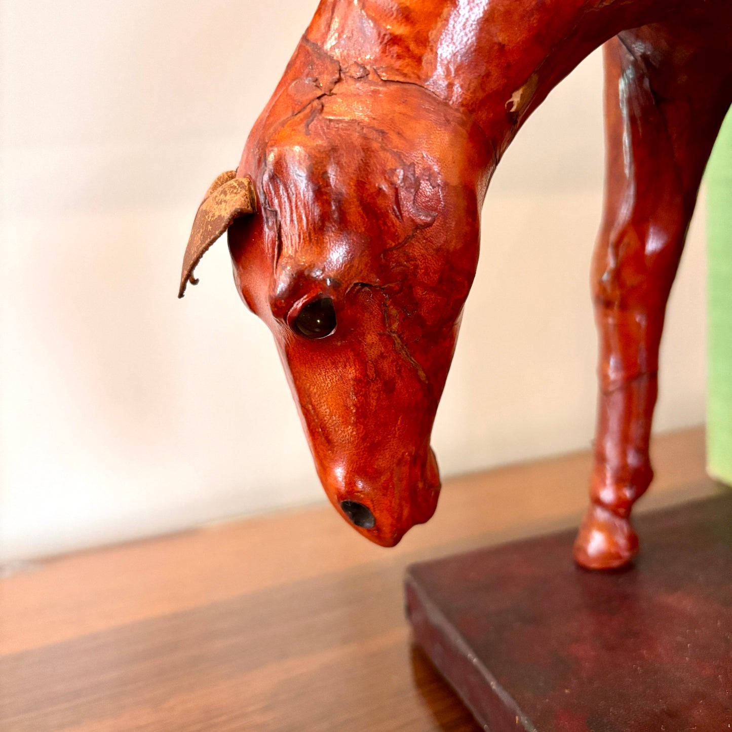 Antique Leather Horse Bookends