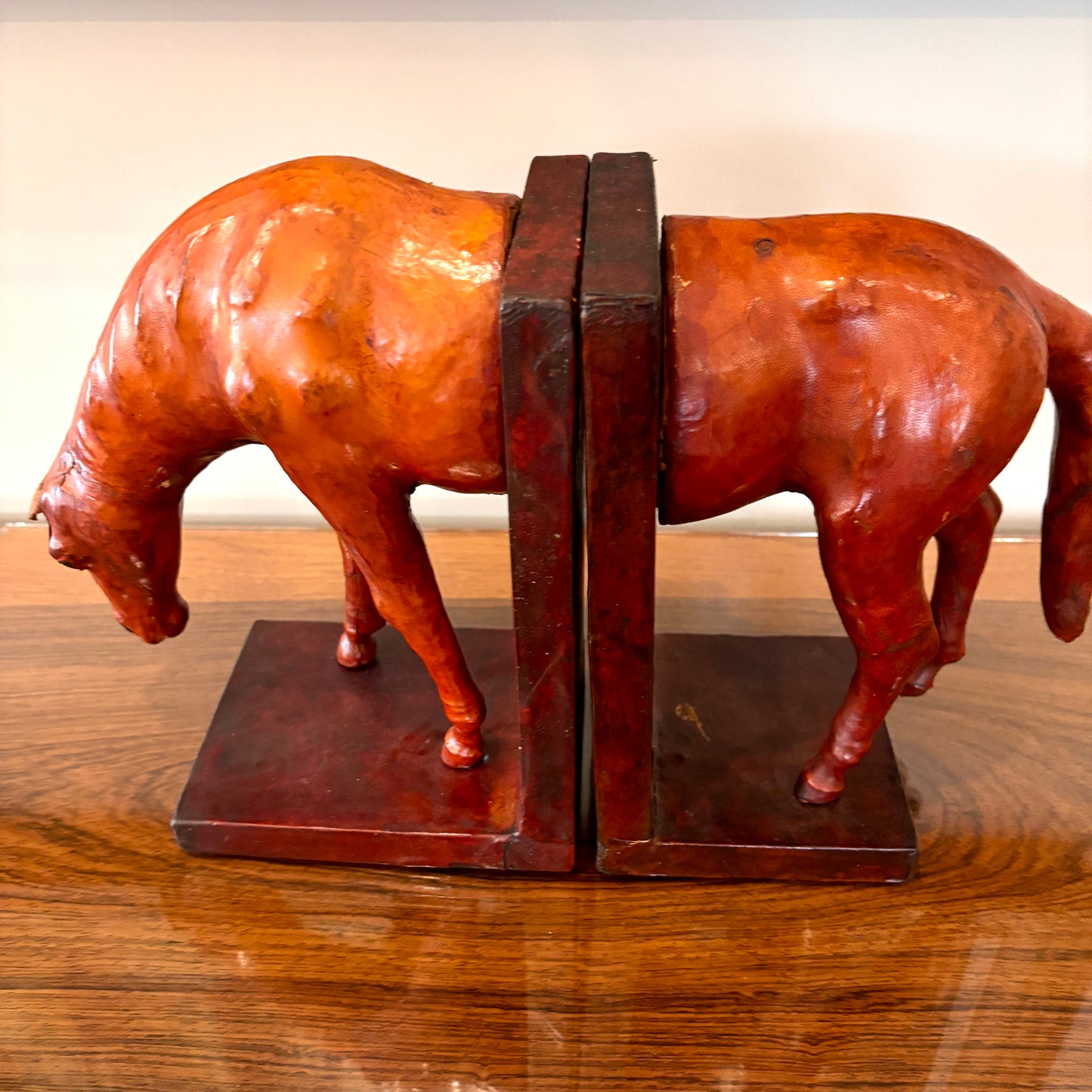 Antique Leather Horse Bookends