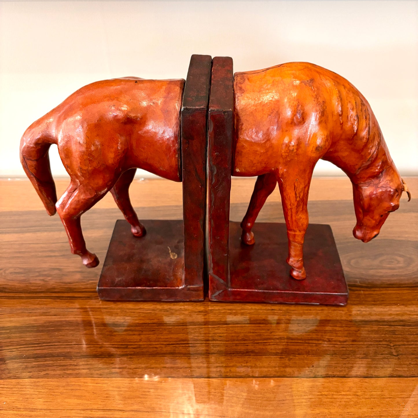Antique Leather Horse Bookends
