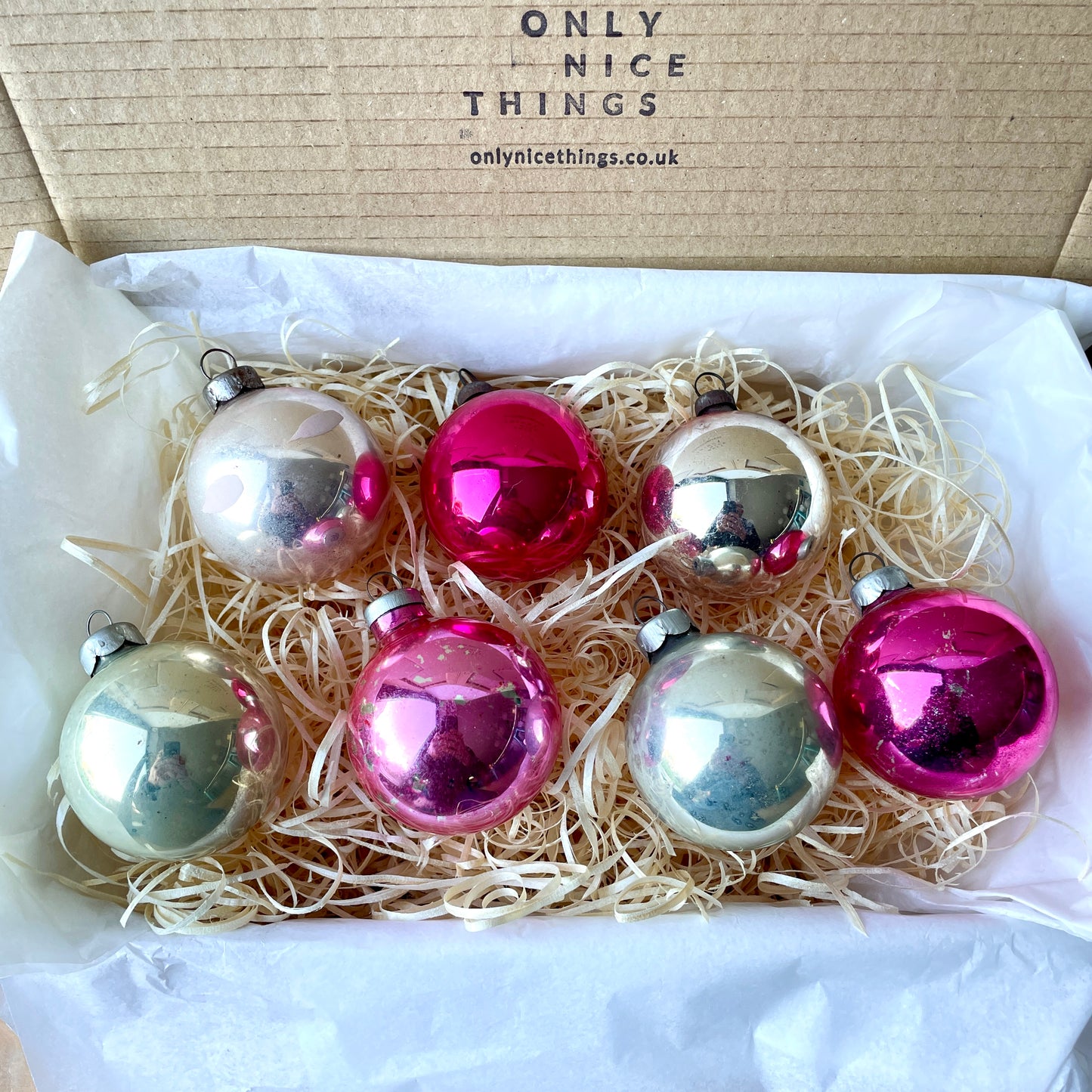 Seven Pastel Vintage Christmas Decorations