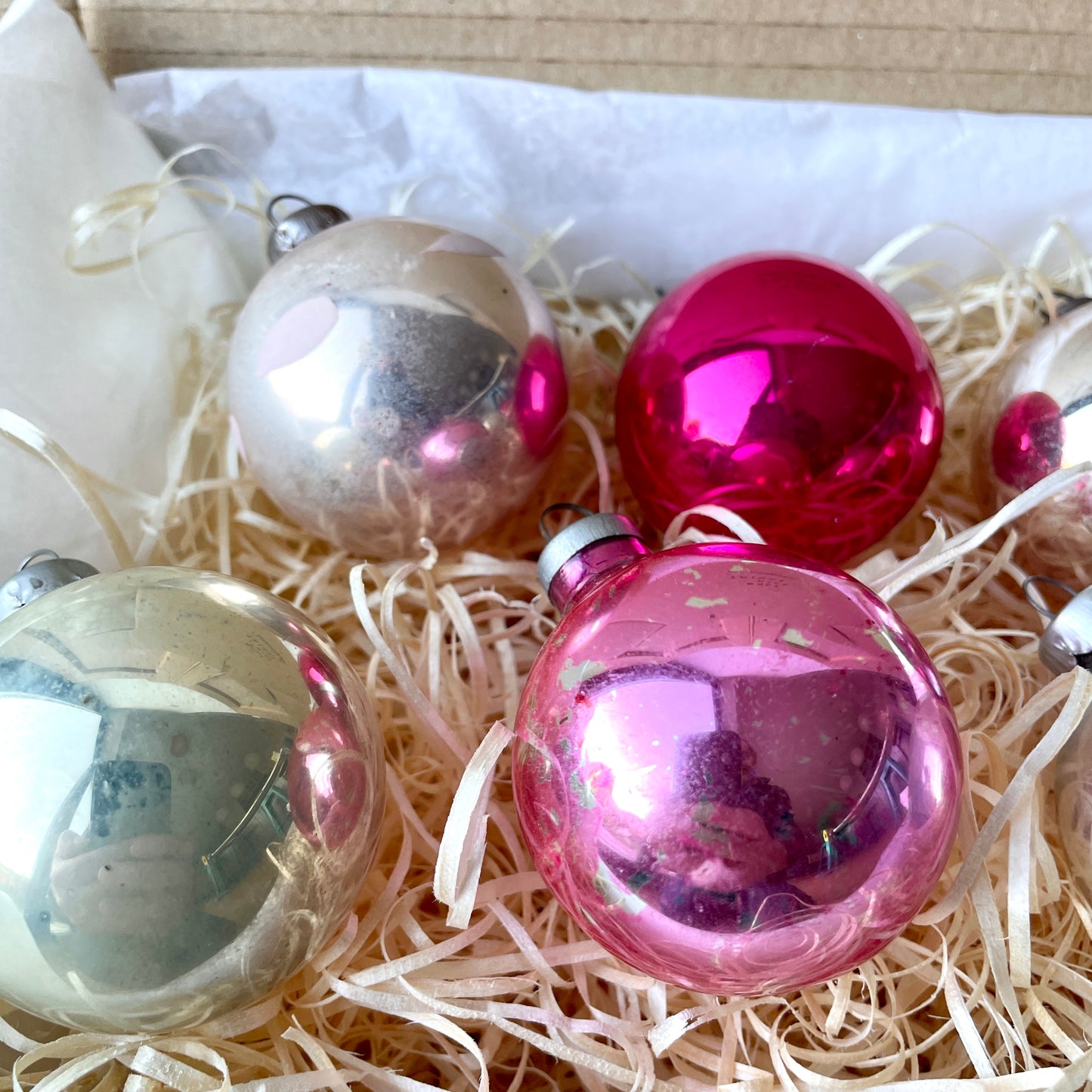 Seven Pastel Vintage Christmas Decorations